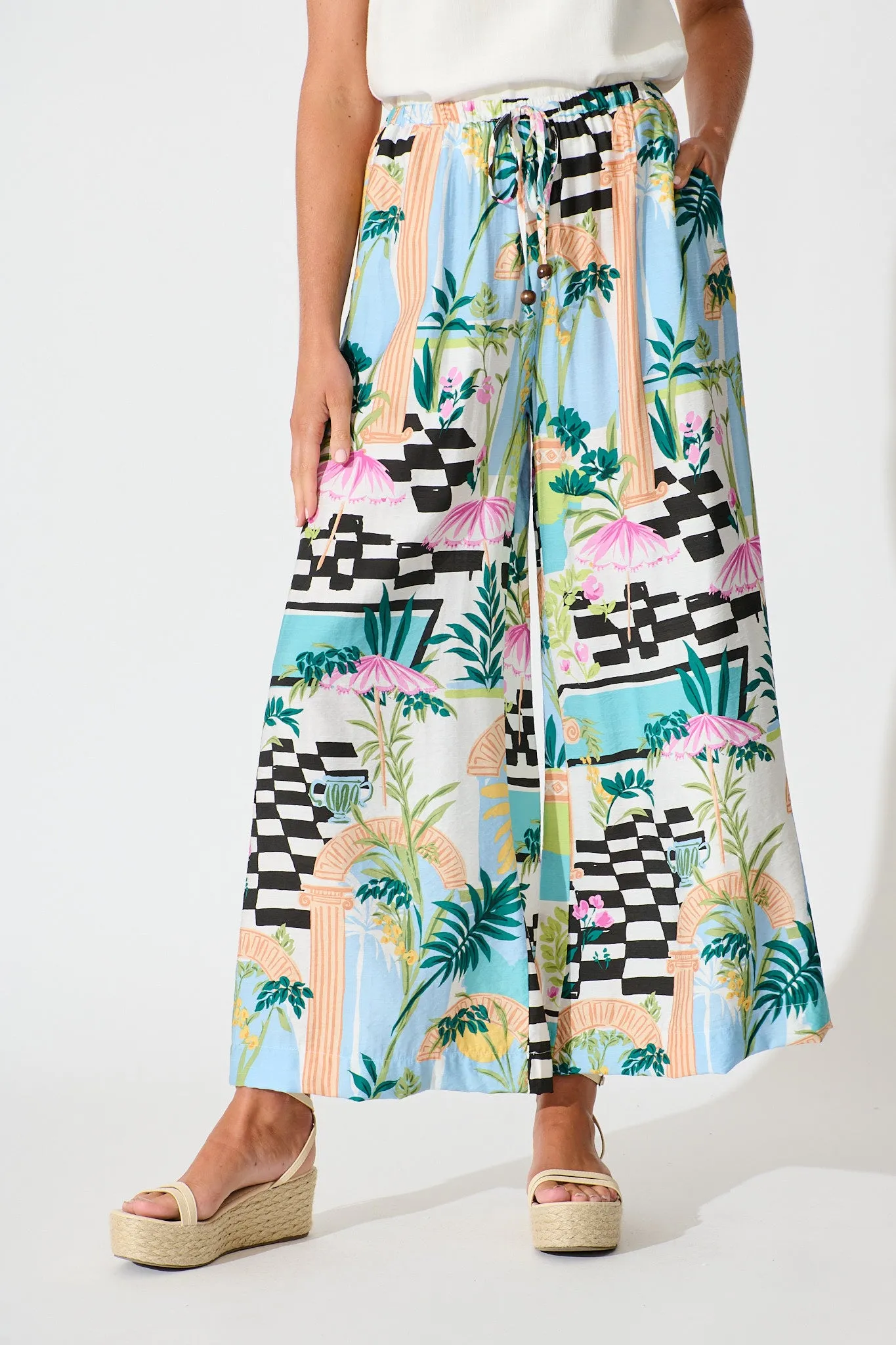 Romeo Pant in White Multi Print sold by St Frock