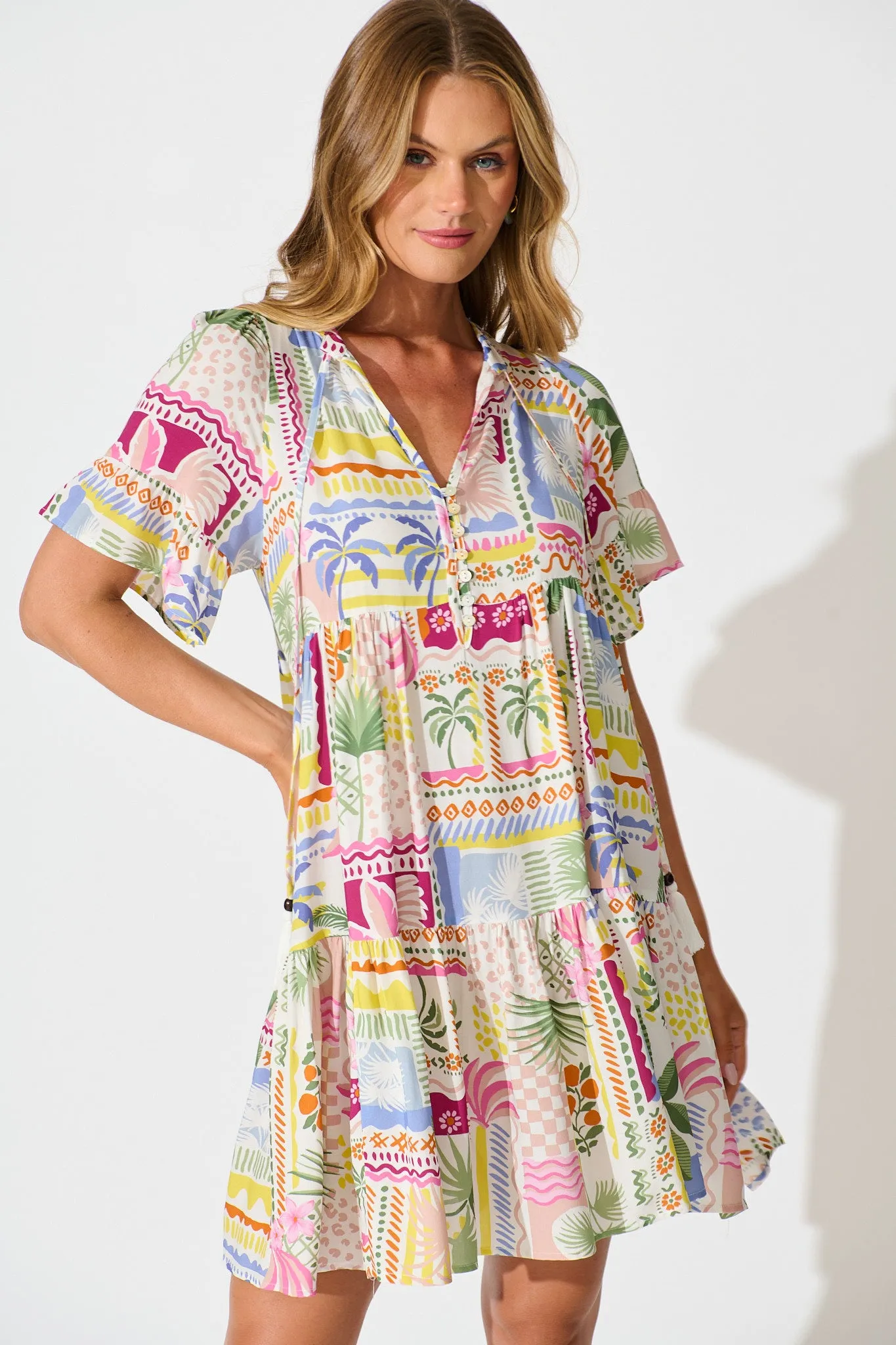 Northcote Smock Dress in Multi Patchwork Print sold by St Frock product image thumbnail 2