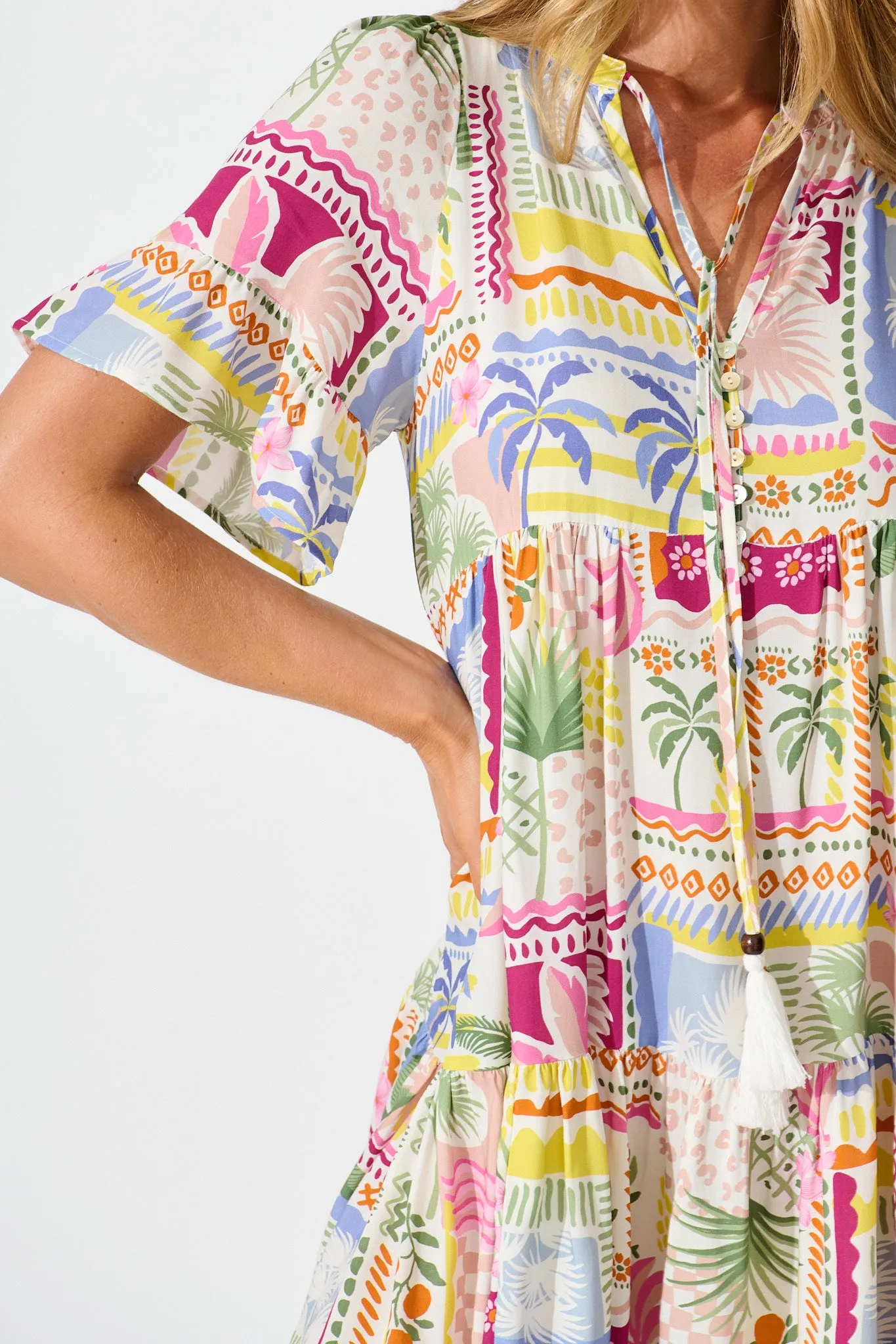 Northcote Smock Dress in Multi Patchwork Print sold by St Frock product image thumbnail 5