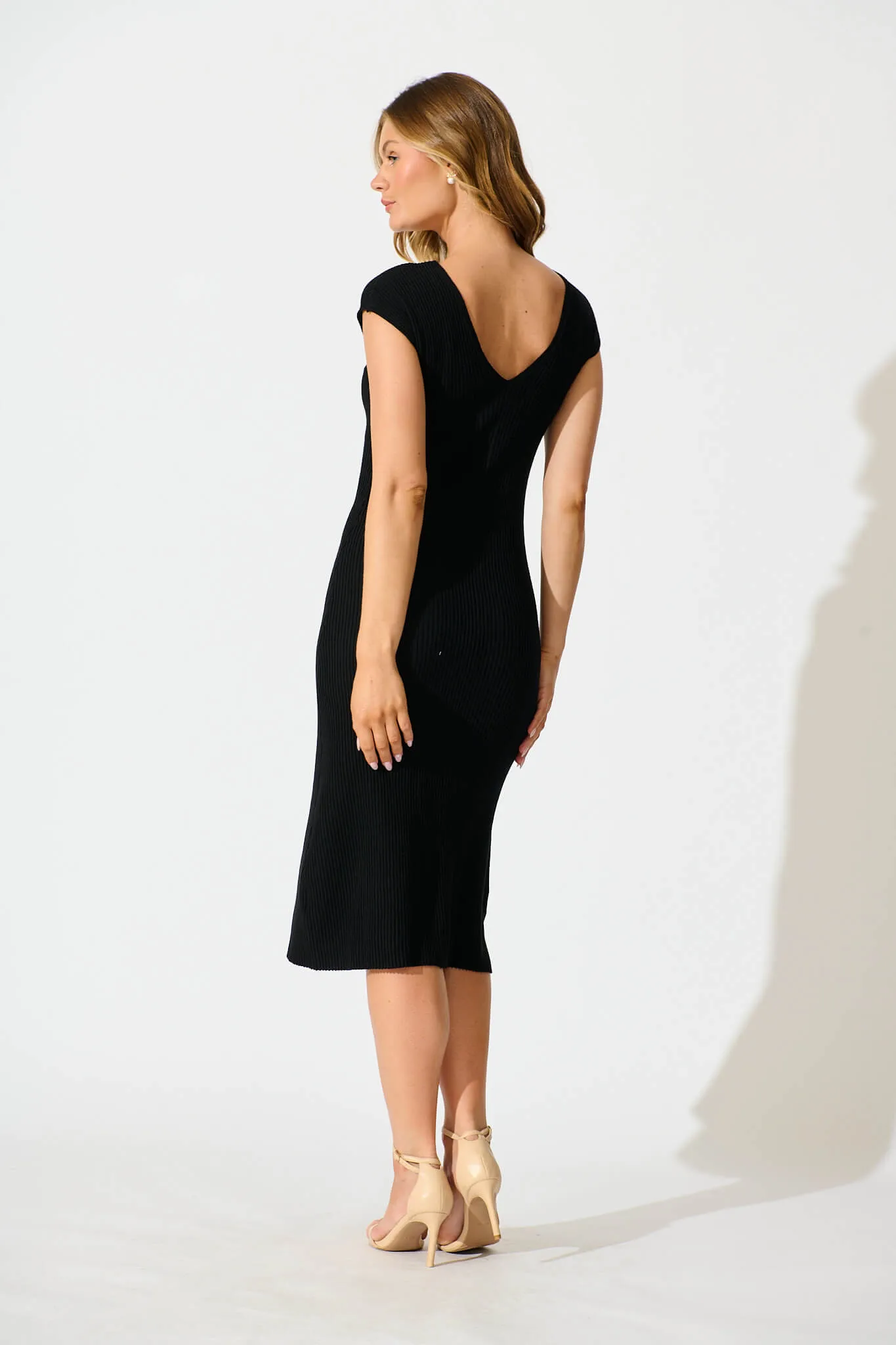 Evita Midi Knit Dress in Black sold by St Frock product image thumbnail 4