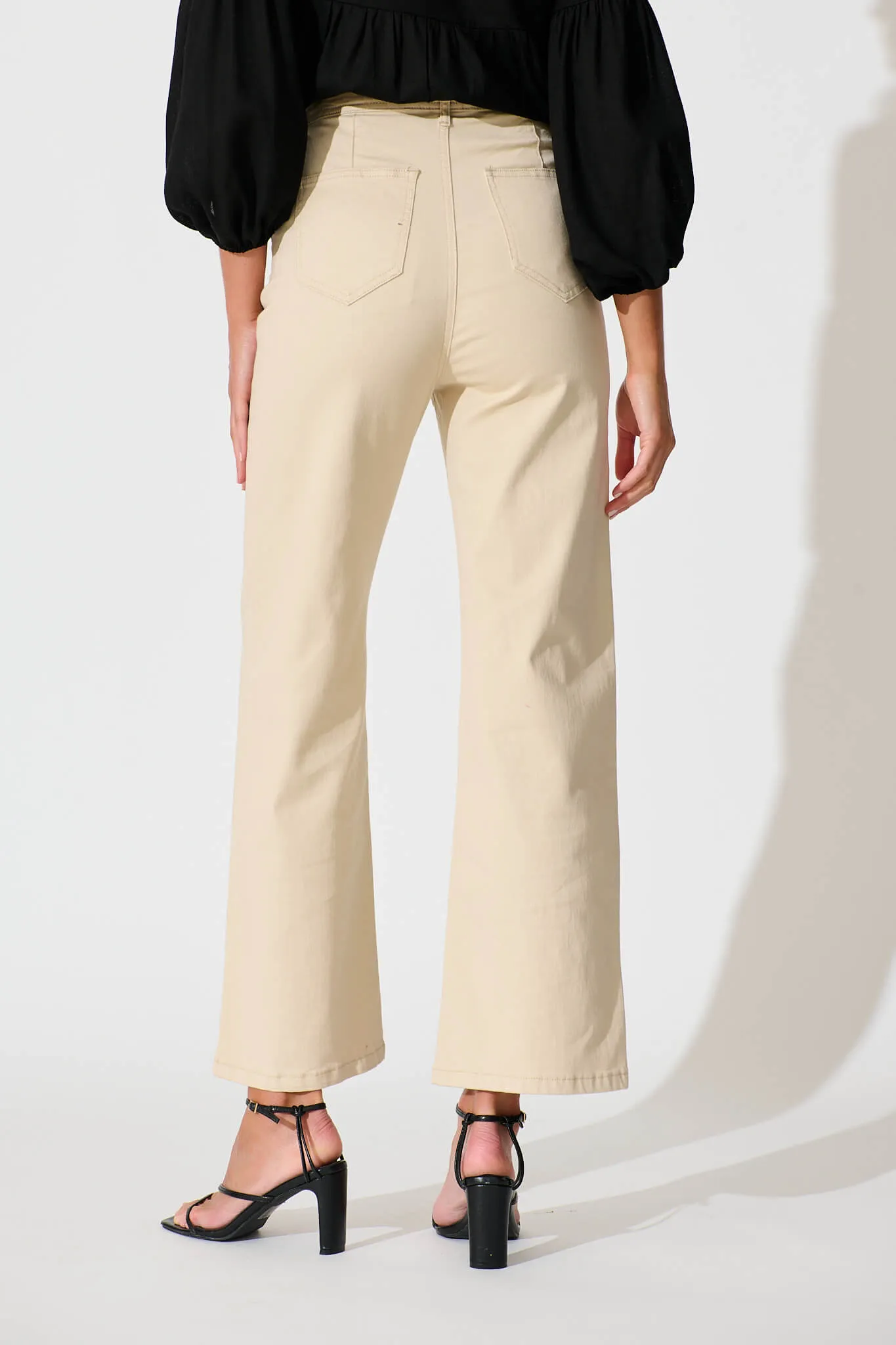 Yoko High Rise Relaxed Leg Jean In Beige Denim sold by St Frock product image thumbnail 3