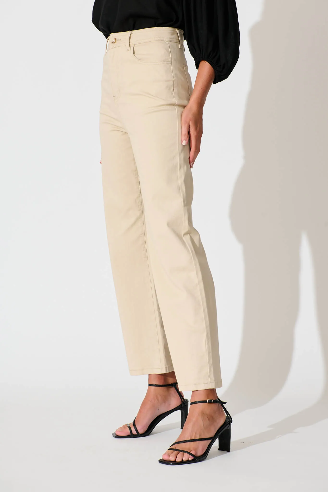 Yoko High Rise Relaxed Leg Jean In Beige Denim sold by St Frock product image thumbnail 2