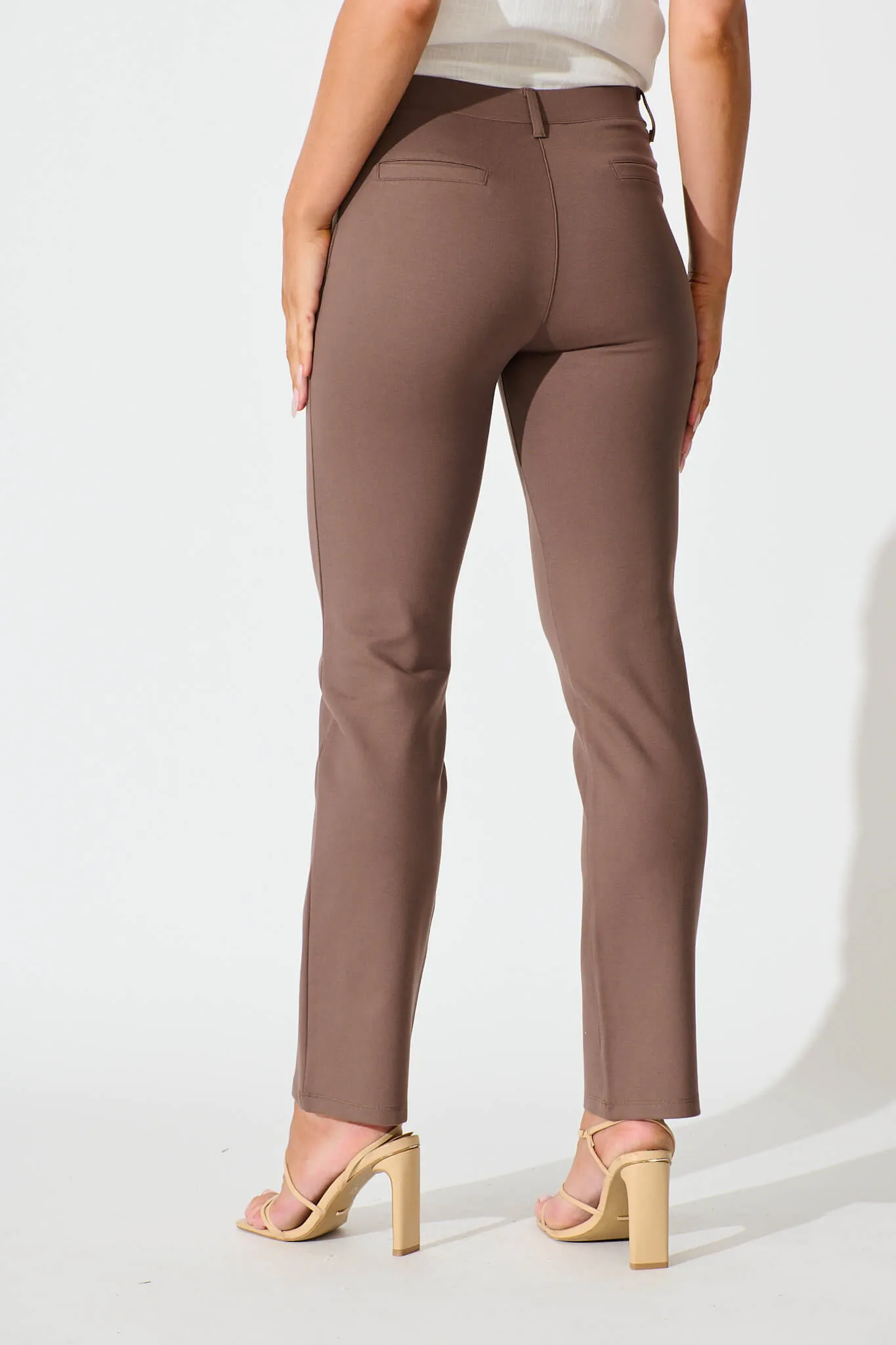 Workflow Stretch Yoga Pants in Mocha sold by St Frock product image thumbnail 3