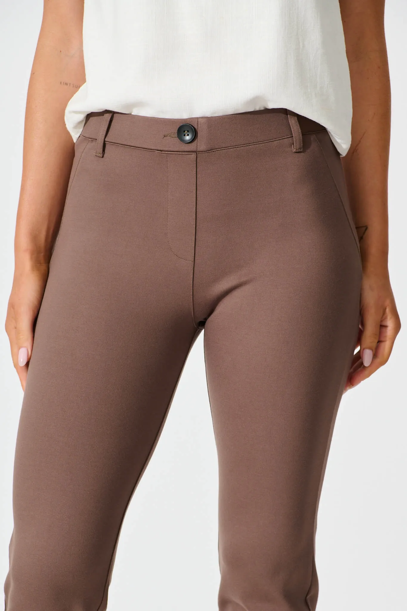 Workflow Stretch Yoga Pants in Mocha sold by St Frock product image thumbnail 5