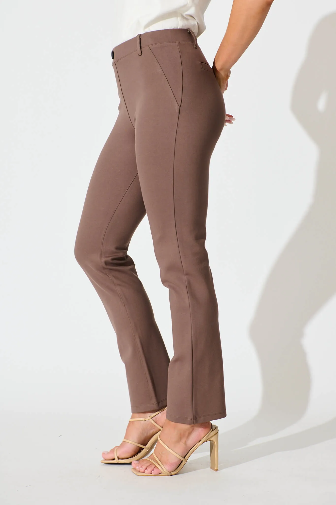 Workflow Stretch Yoga Pants in Mocha sold by St Frock product image thumbnail 2