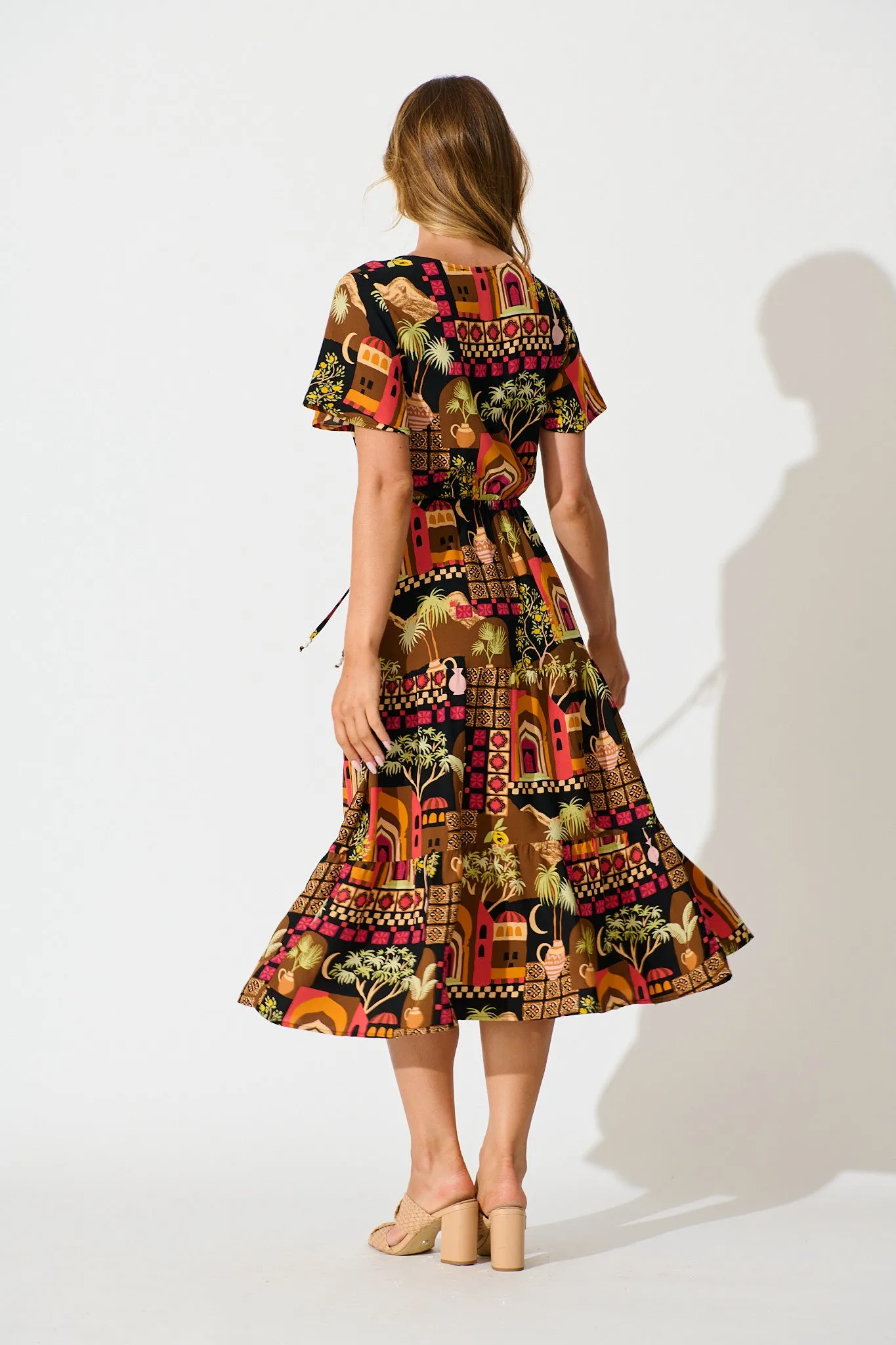 Laconia Midi Dress In Black Multi Print sold by St Frock product image thumbnail 4