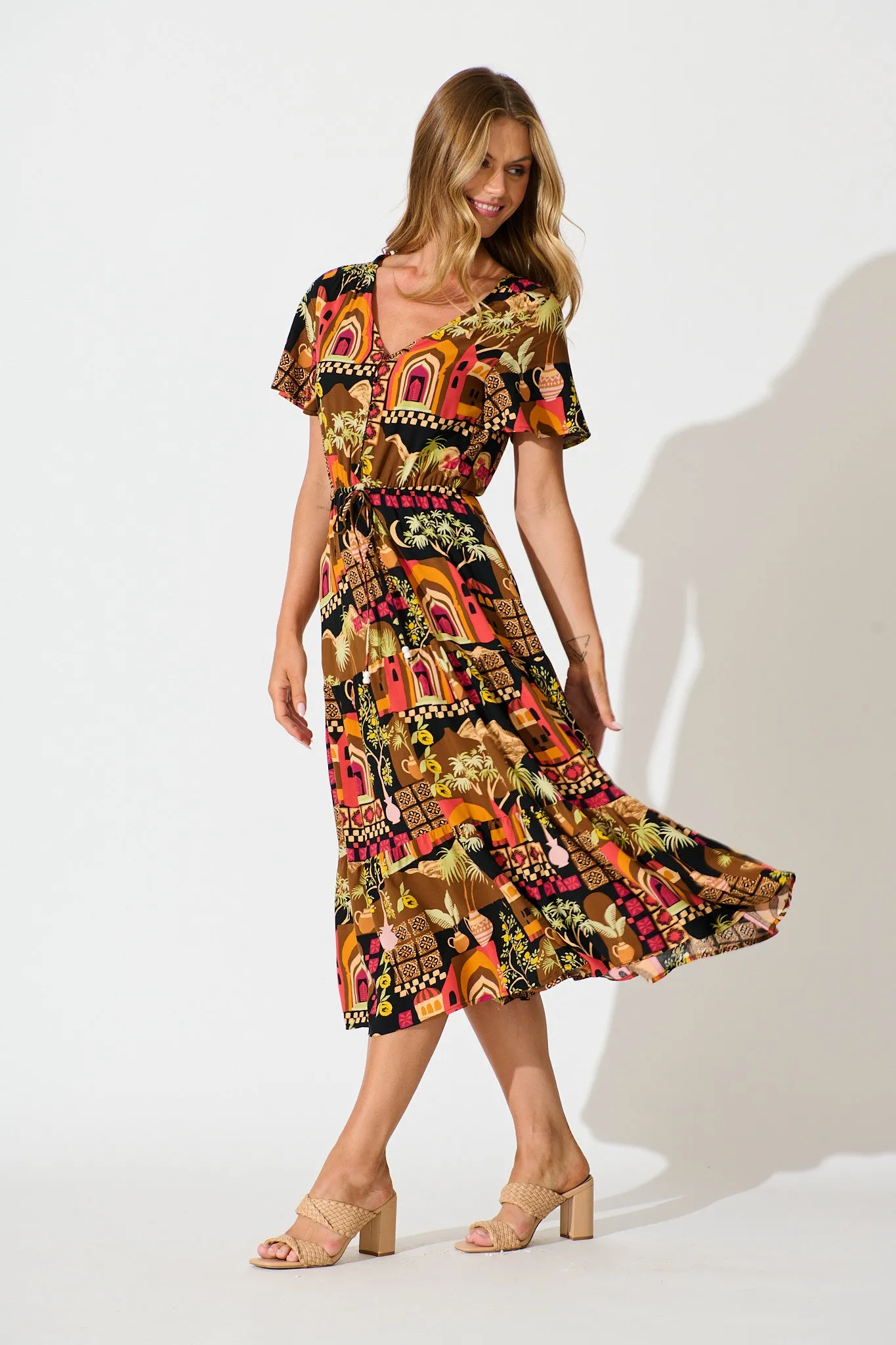 Laconia Midi Dress In Black Multi Print sold by St Frock product image thumbnail 3