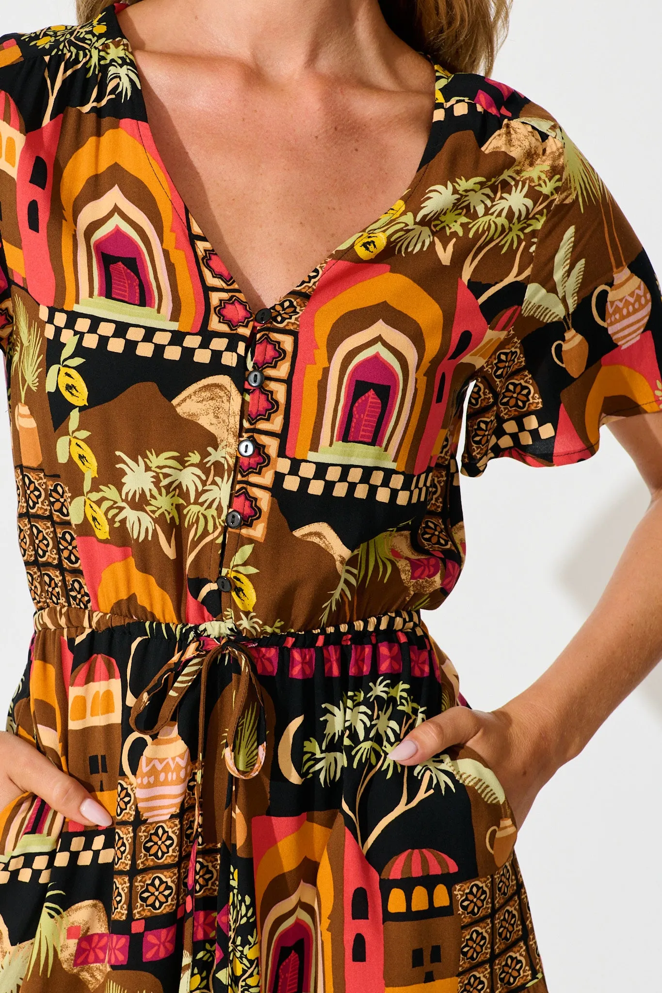 Laconia Midi Dress In Black Multi Print sold by St Frock product image thumbnail 5