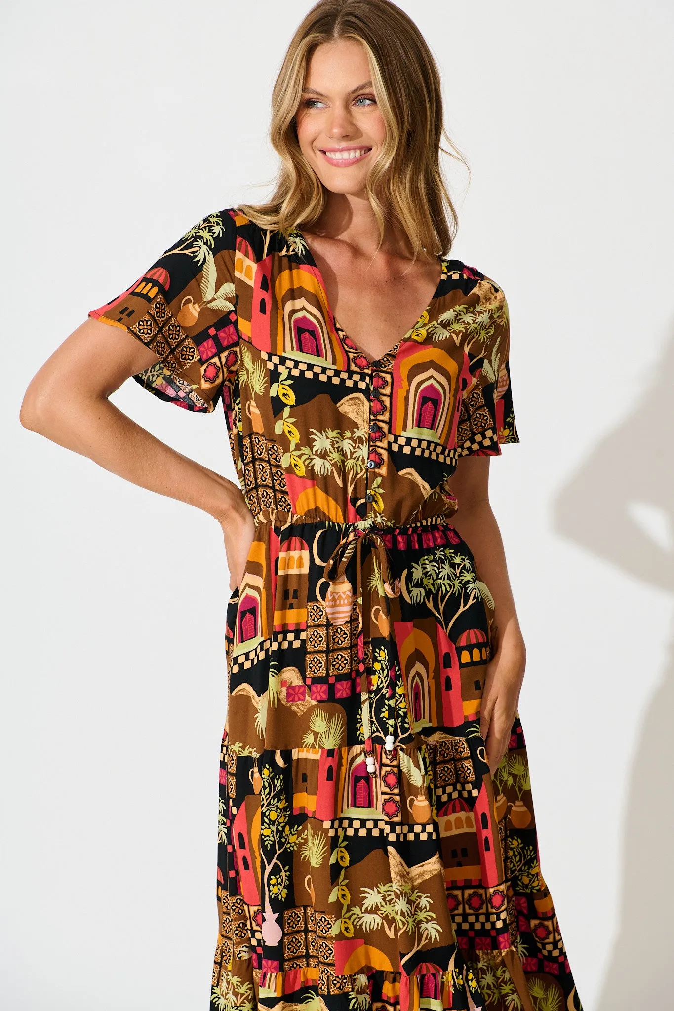 Laconia Midi Dress In Black Multi Print sold by St Frock product image thumbnail 2