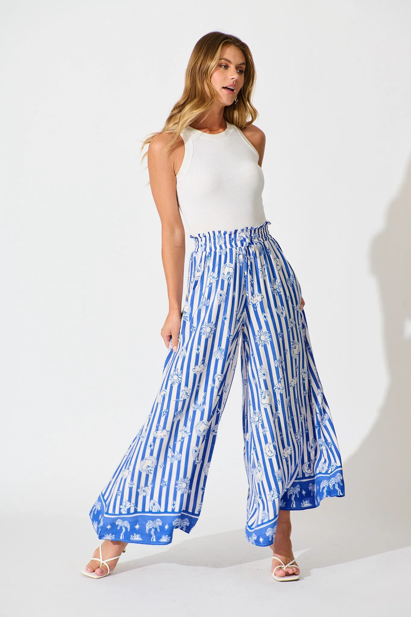 Mariah Pant in Blue and White Stripe Print sold by St Frock product image thumbnail 4