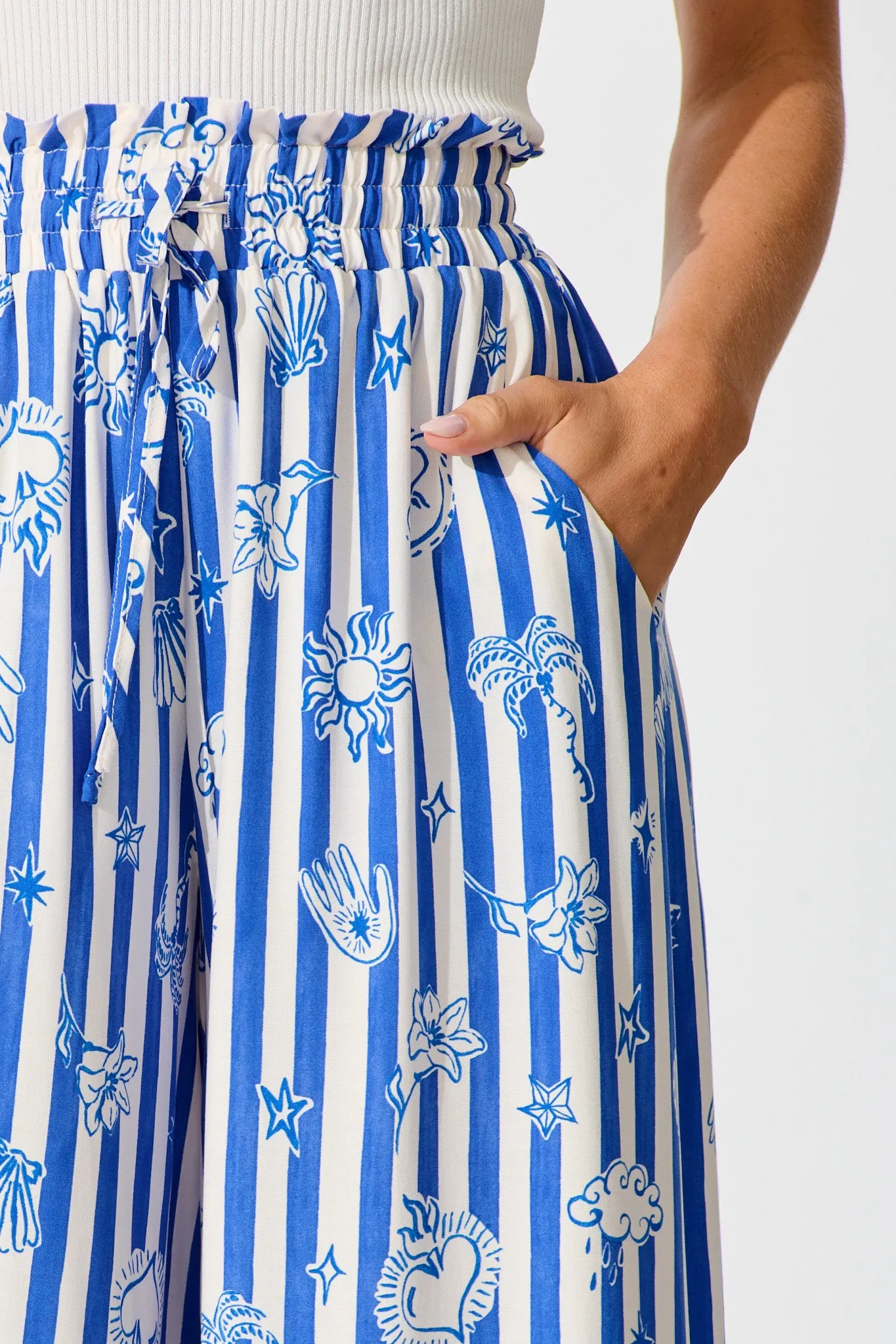 Mariah Pant in Blue and White Stripe Print sold by St Frock product image thumbnail 5