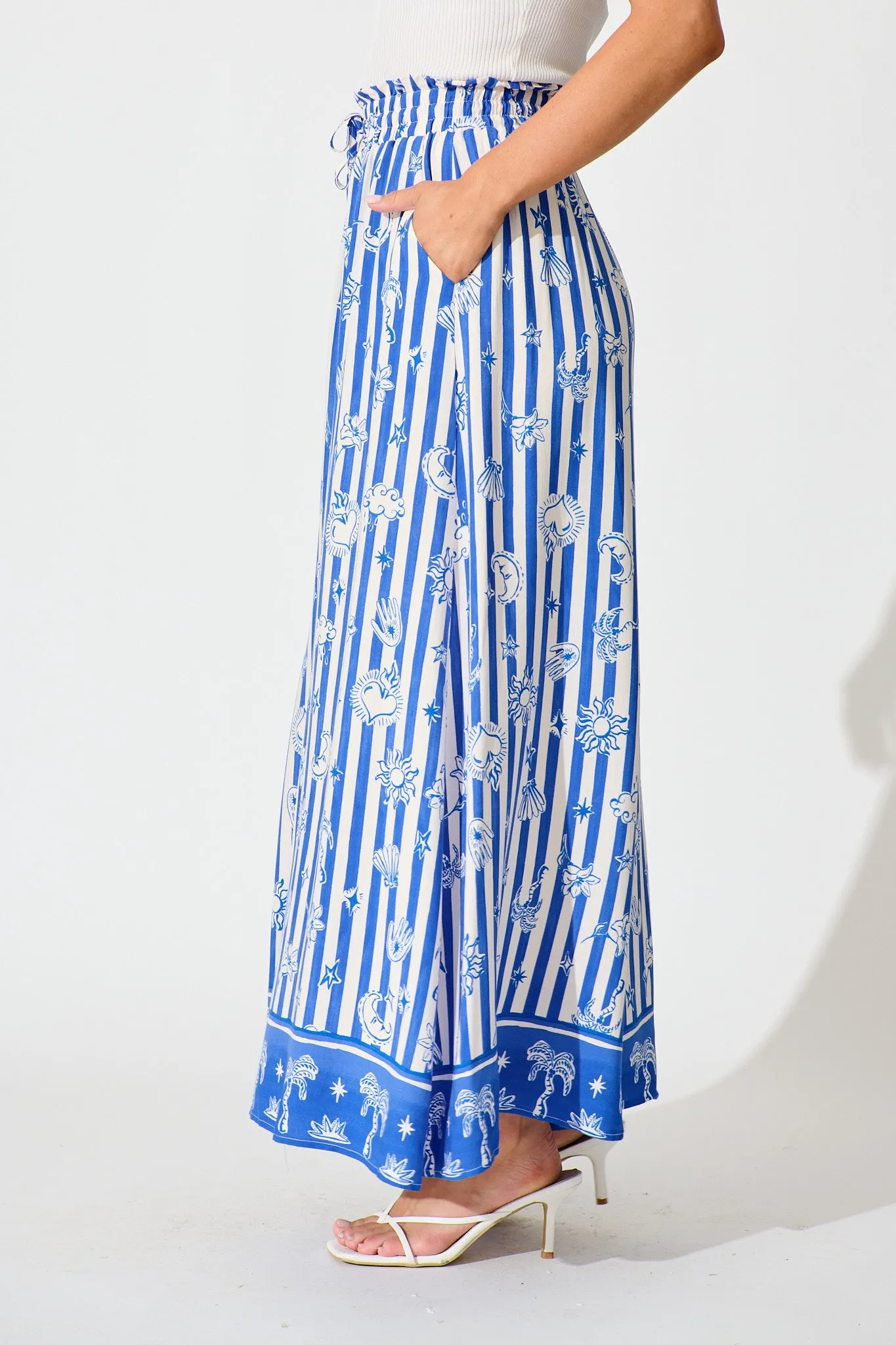 Mariah Pant in Blue and White Stripe Print sold by St Frock product image thumbnail 2