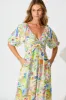Coverdale Maxi Dress in White With Bright Multi Border Print sold by St Frock