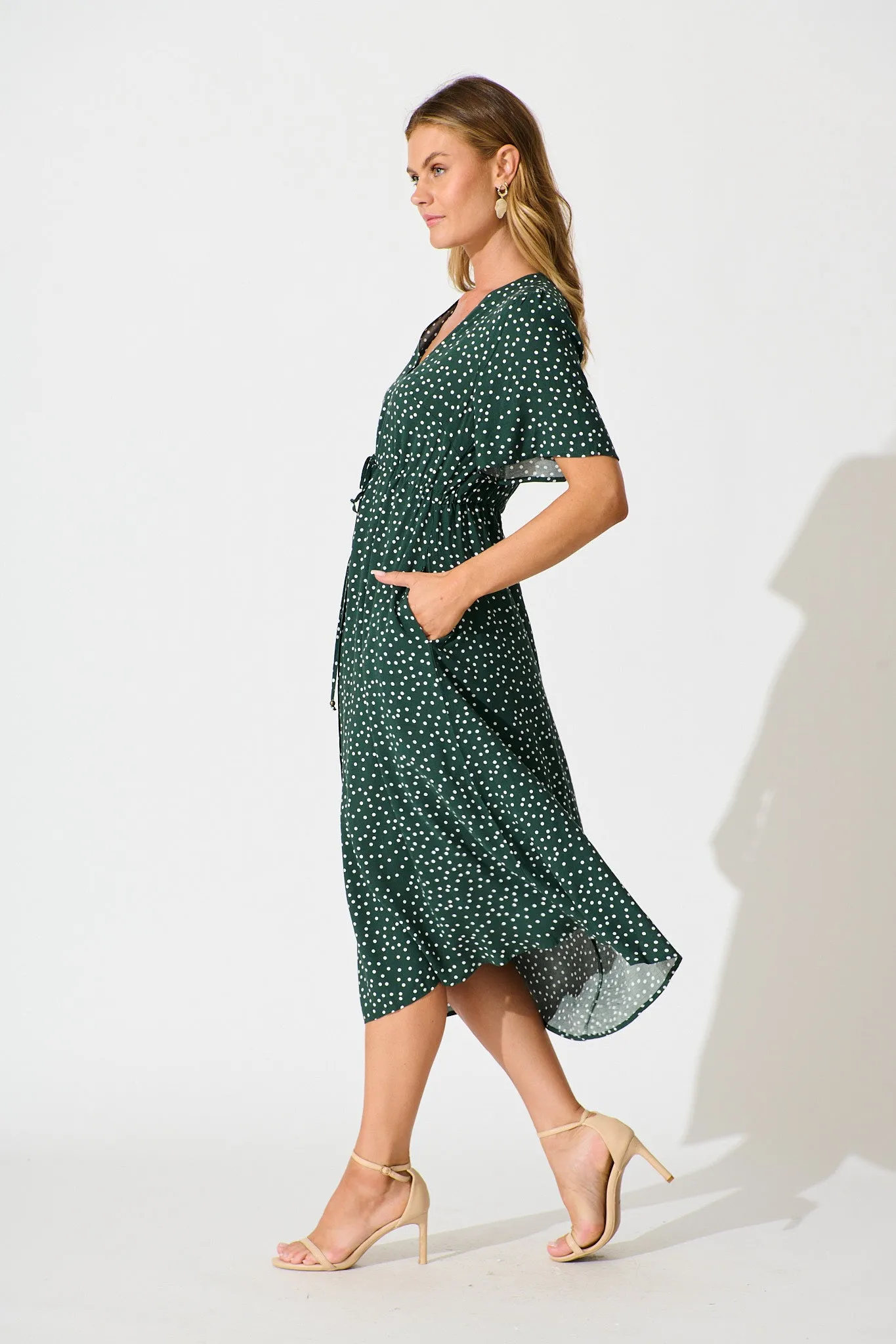 Melody Midi Dress In Emerald With White Spot sold by St Frock product image thumbnail 3