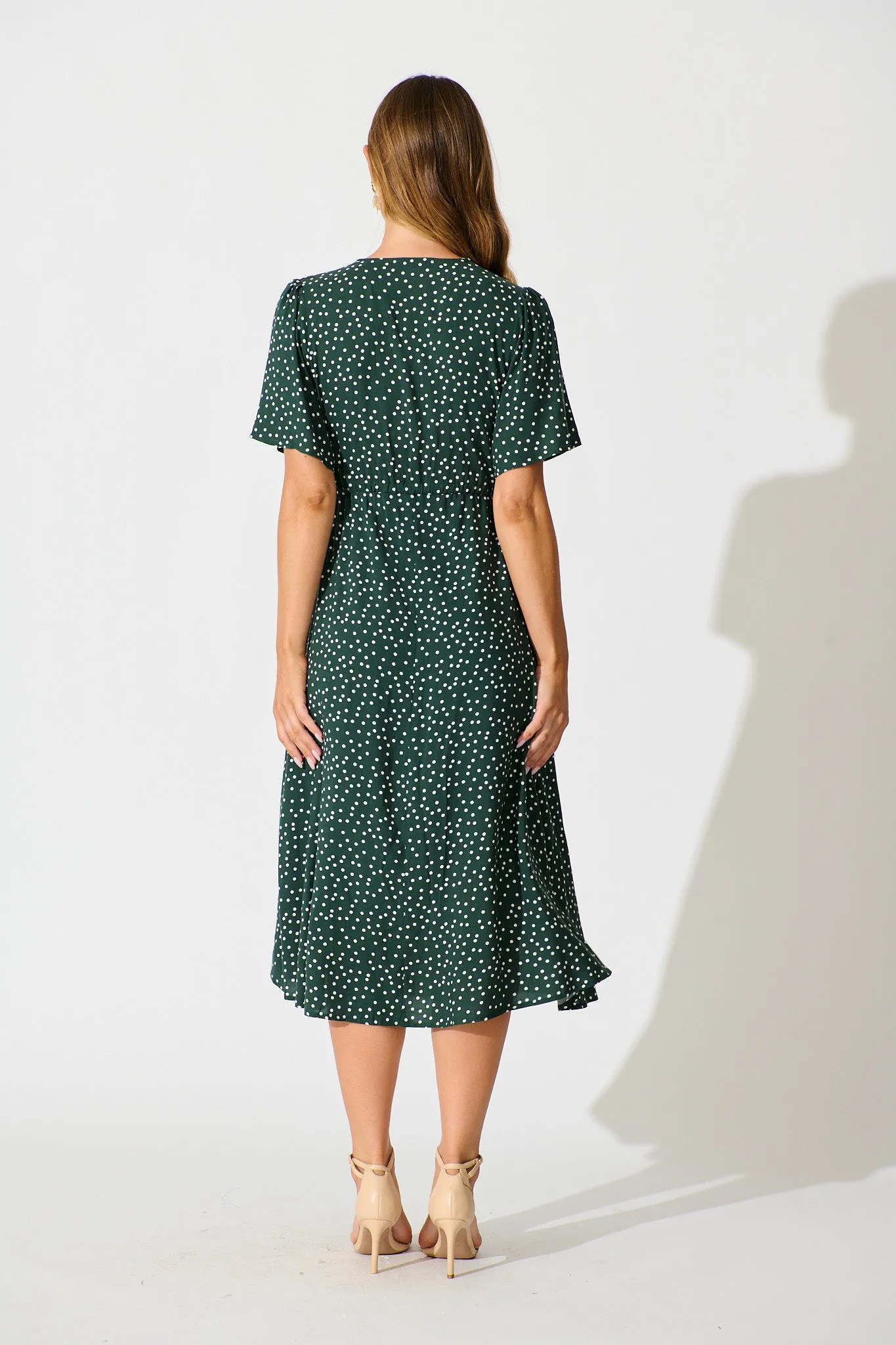 Melody Midi Dress In Emerald With White Spot sold by St Frock product image thumbnail 4