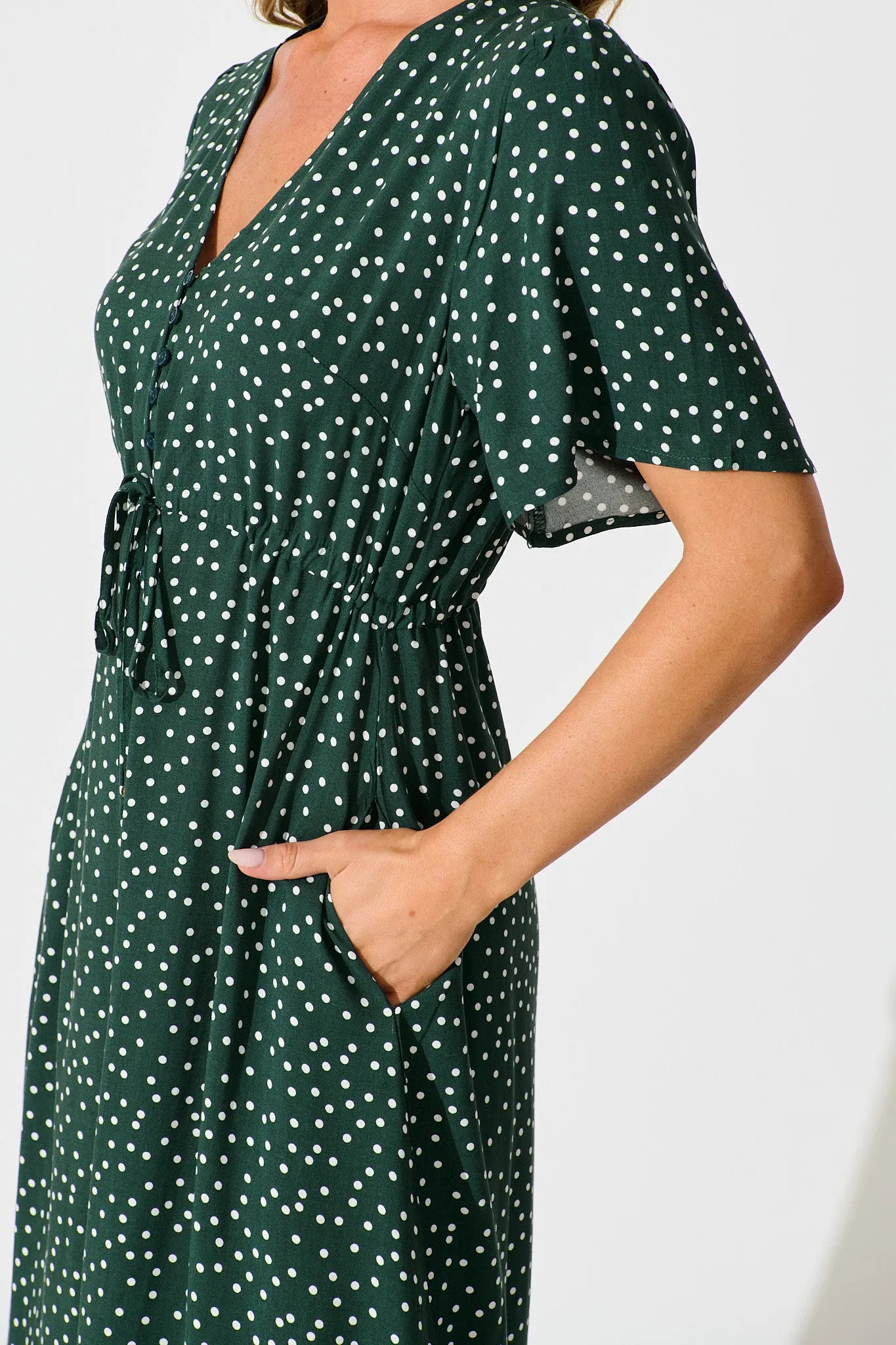 Melody Midi Dress In Emerald With White Spot sold by St Frock product image thumbnail 5