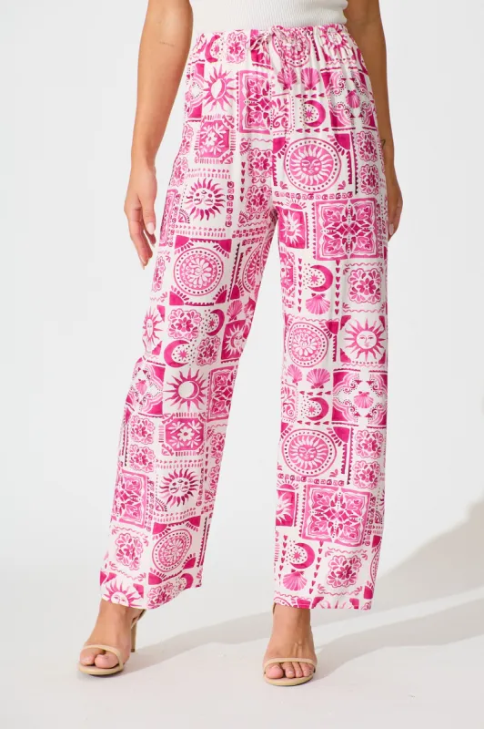 Chelsea Pant in Pink Print sold by St Frock