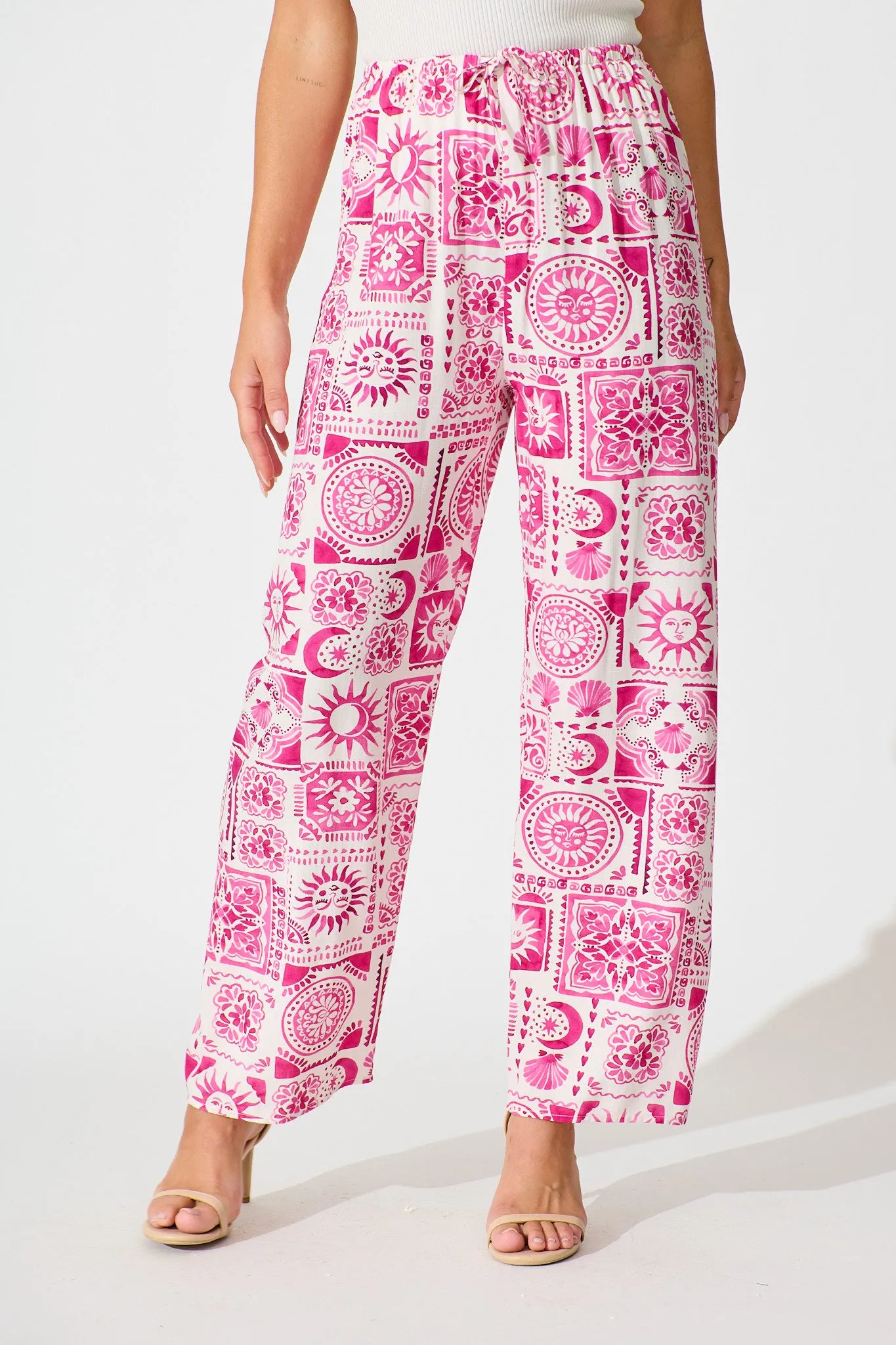 Chelsea Pant in Pink Print sold by St Frock