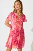 Adeline Shirt Dress in Multi Pink Patchwork sold by St Frock