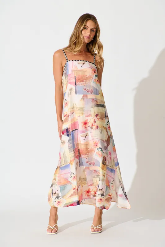 Post Cards From Palm Springs Maxi Sundress in Multi Print sold by St Frock