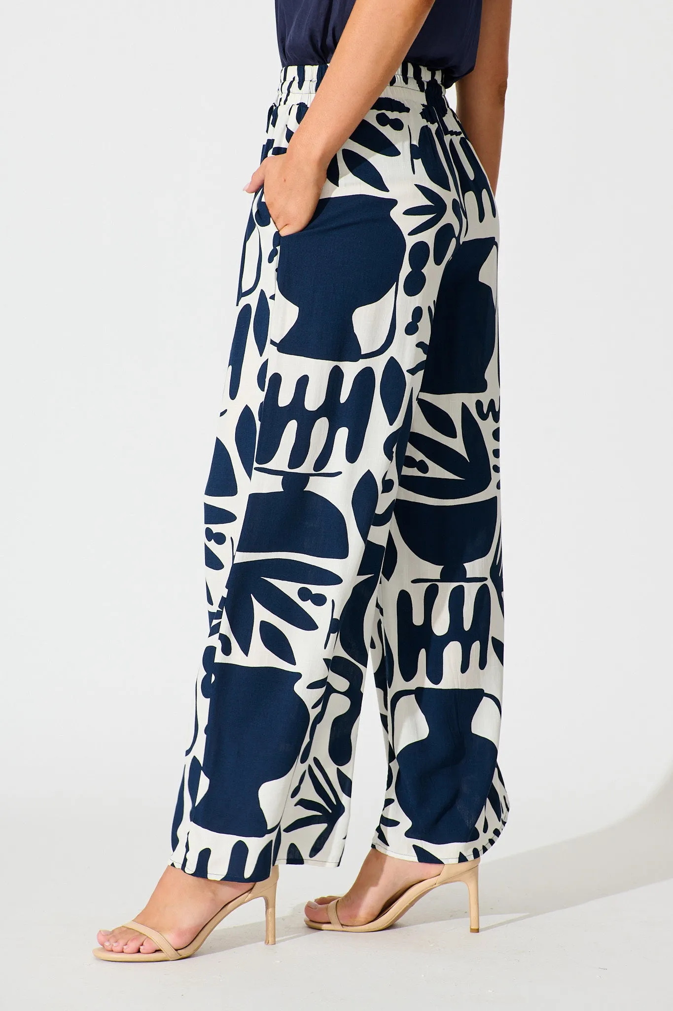 Nyla Pant in Navy and White Print sold by St Frock product image thumbnail 2