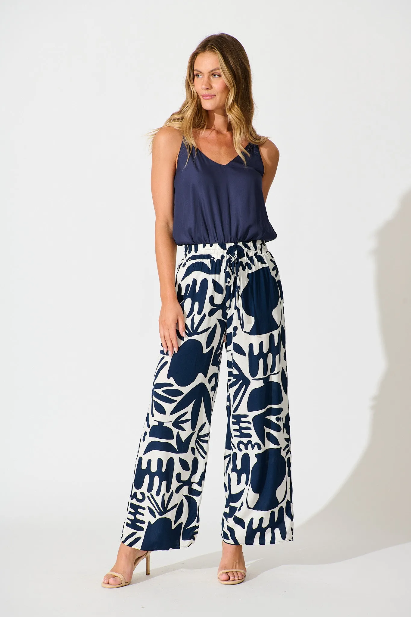 Nyla Pant in Navy and White Print sold by St Frock product image thumbnail 4