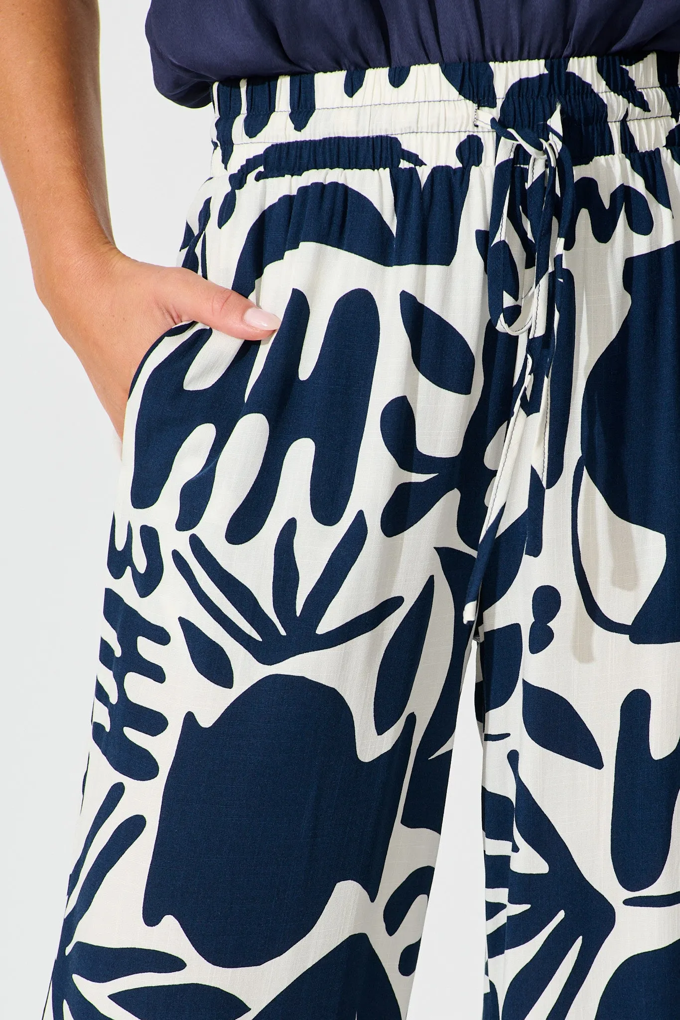 Nyla Pant in Navy and White Print sold by St Frock product image thumbnail 5