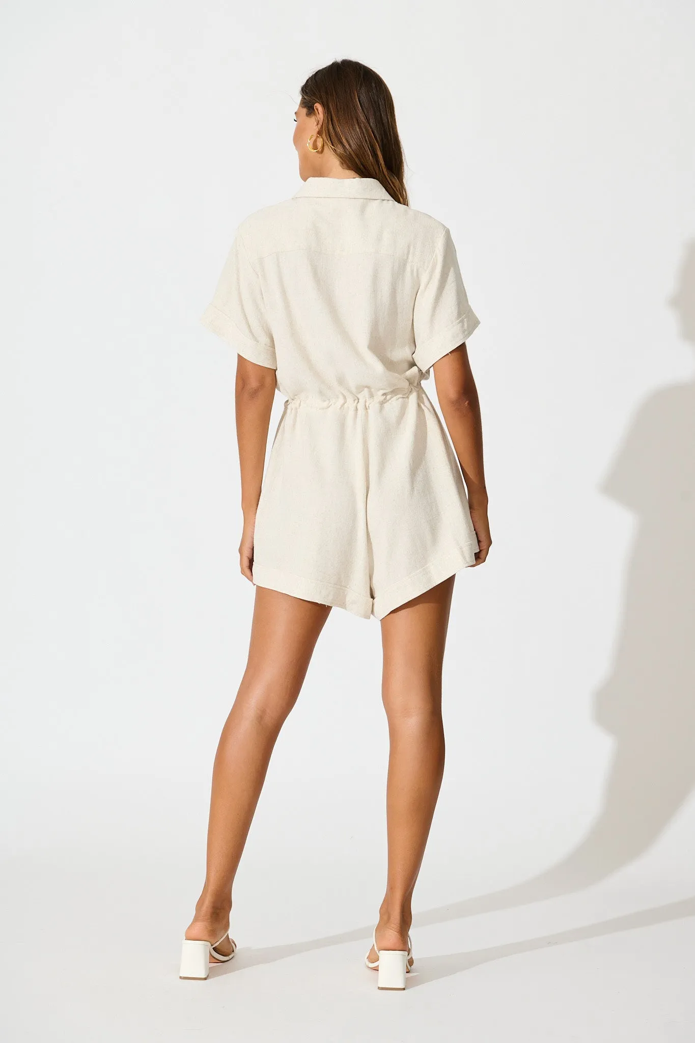 Bonito Playsuit in Oatmeal Linen Blend sold by St Frock product image thumbnail 4