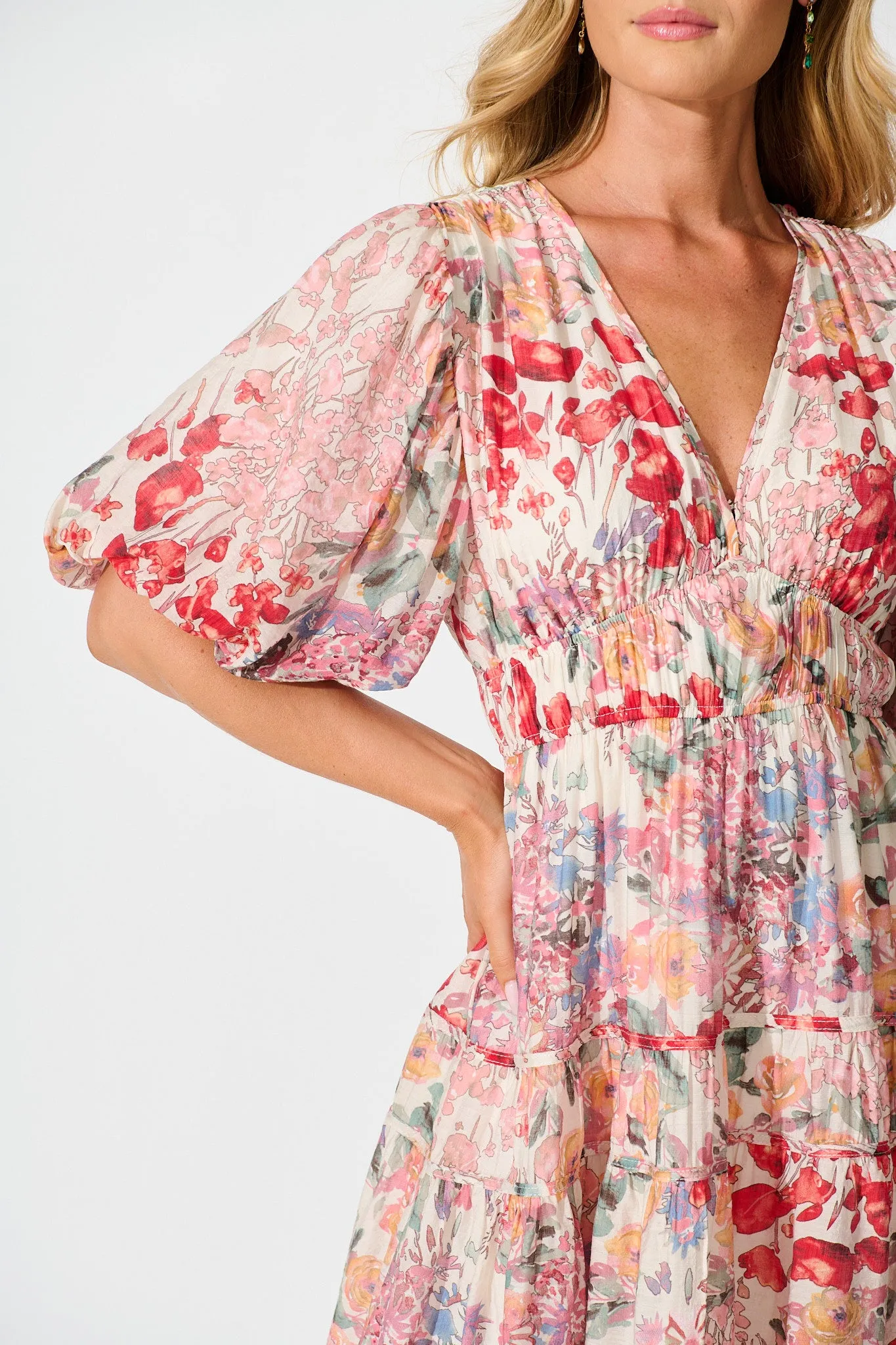 PRE ORDER Amalie Midi Dress In Blush Multi Floral sold by St Frock product image thumbnail 5