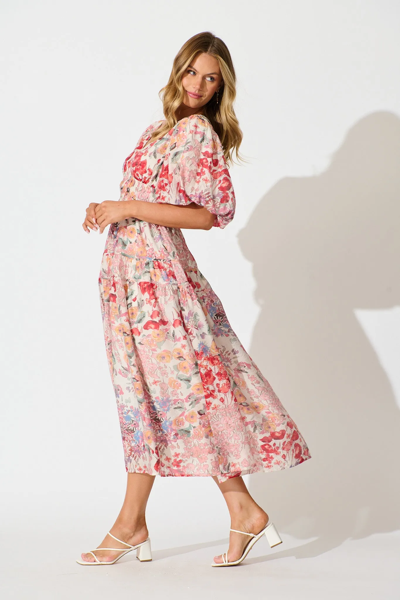 PRE ORDER Amalie Midi Dress In Blush Multi Floral sold by St Frock product image thumbnail 3