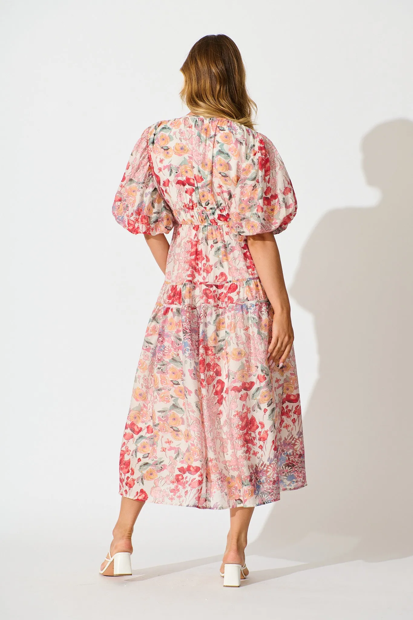 PRE ORDER Amalie Midi Dress In Blush Multi Floral sold by St Frock product image thumbnail 4