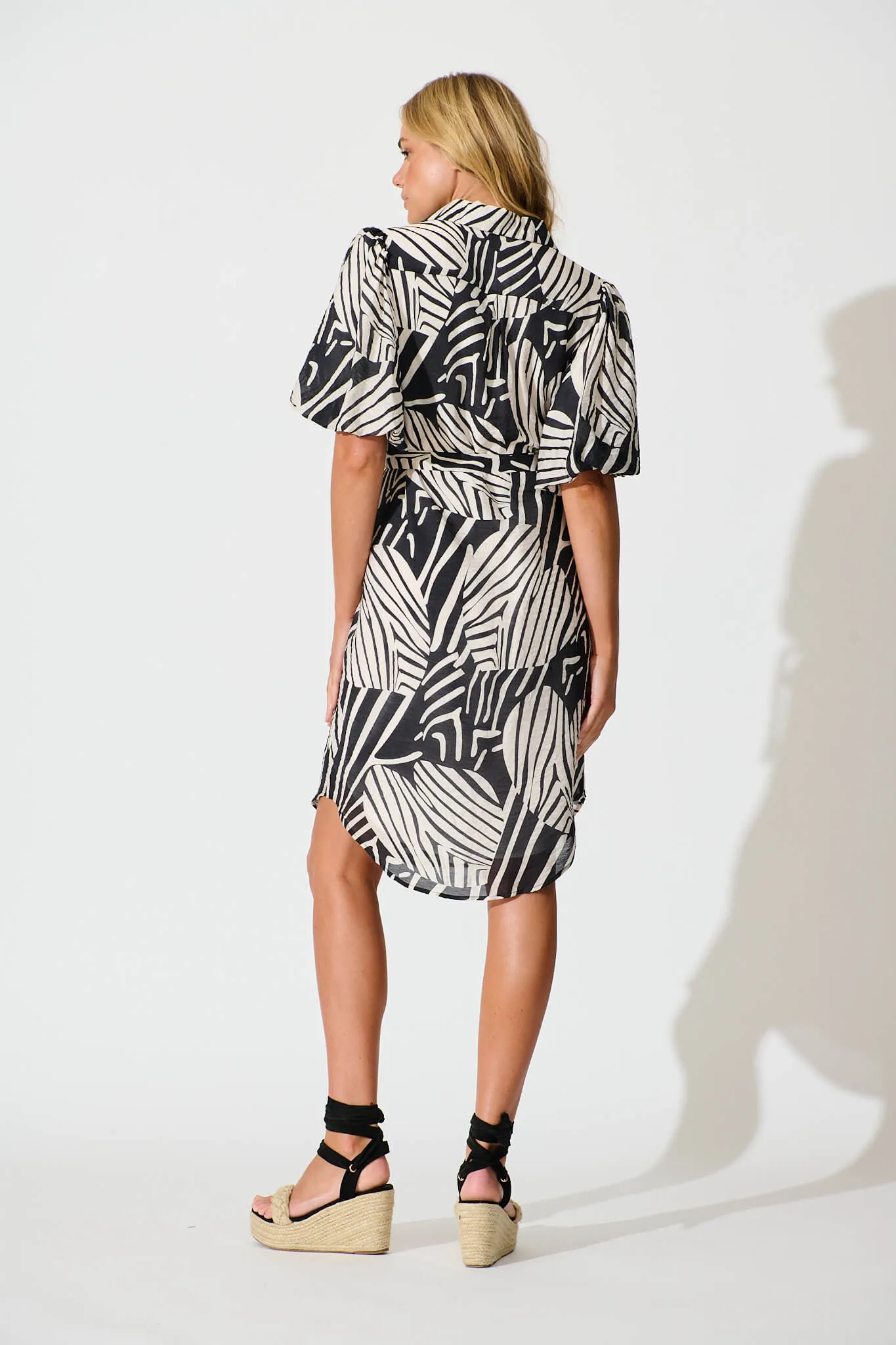Holly Shirt Dress in Black with White Print sold by St Frock product image thumbnail 4