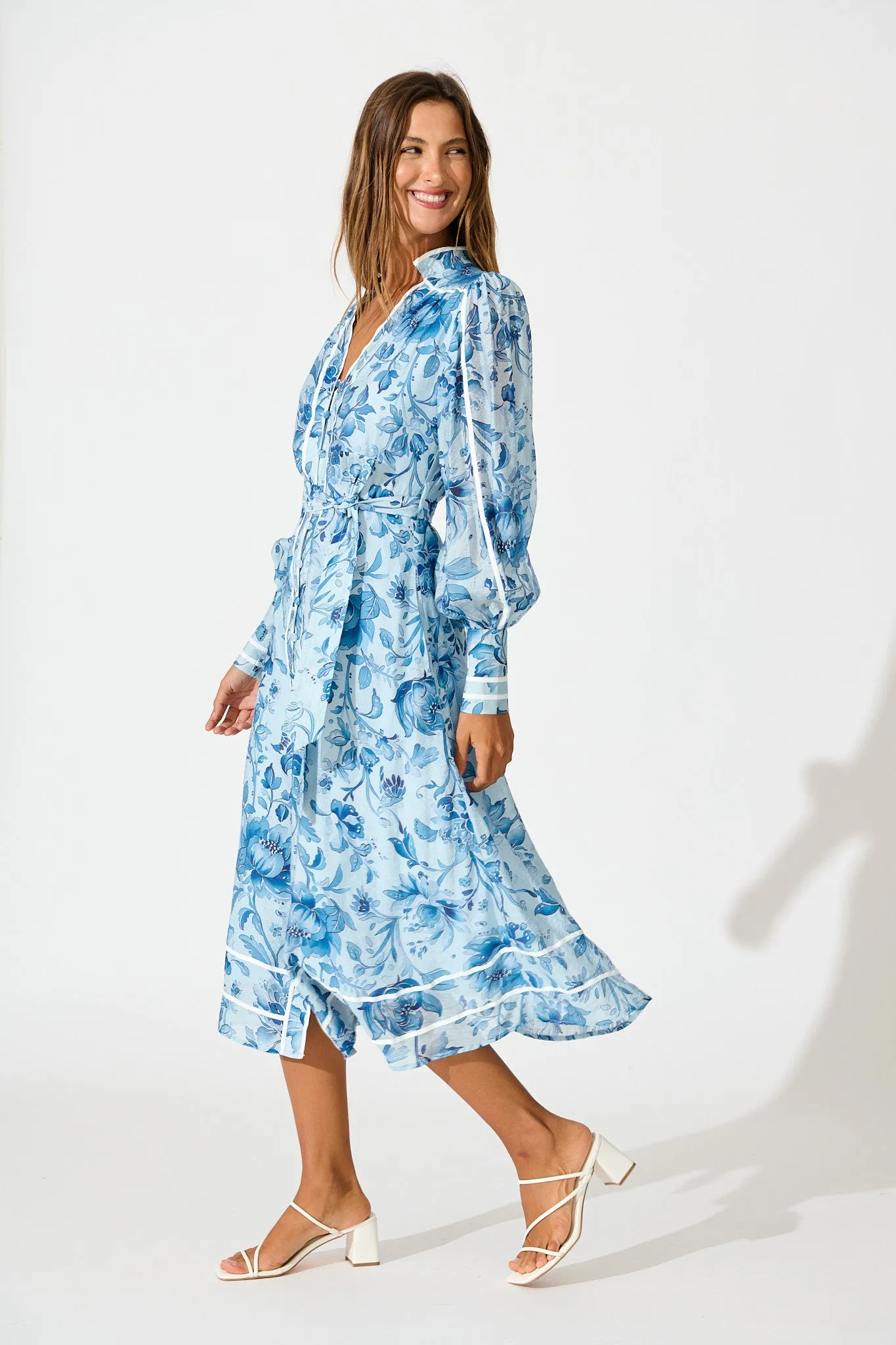 Darlington Midi Dress in Blue Floral sold by St Frock product image thumbnail 3