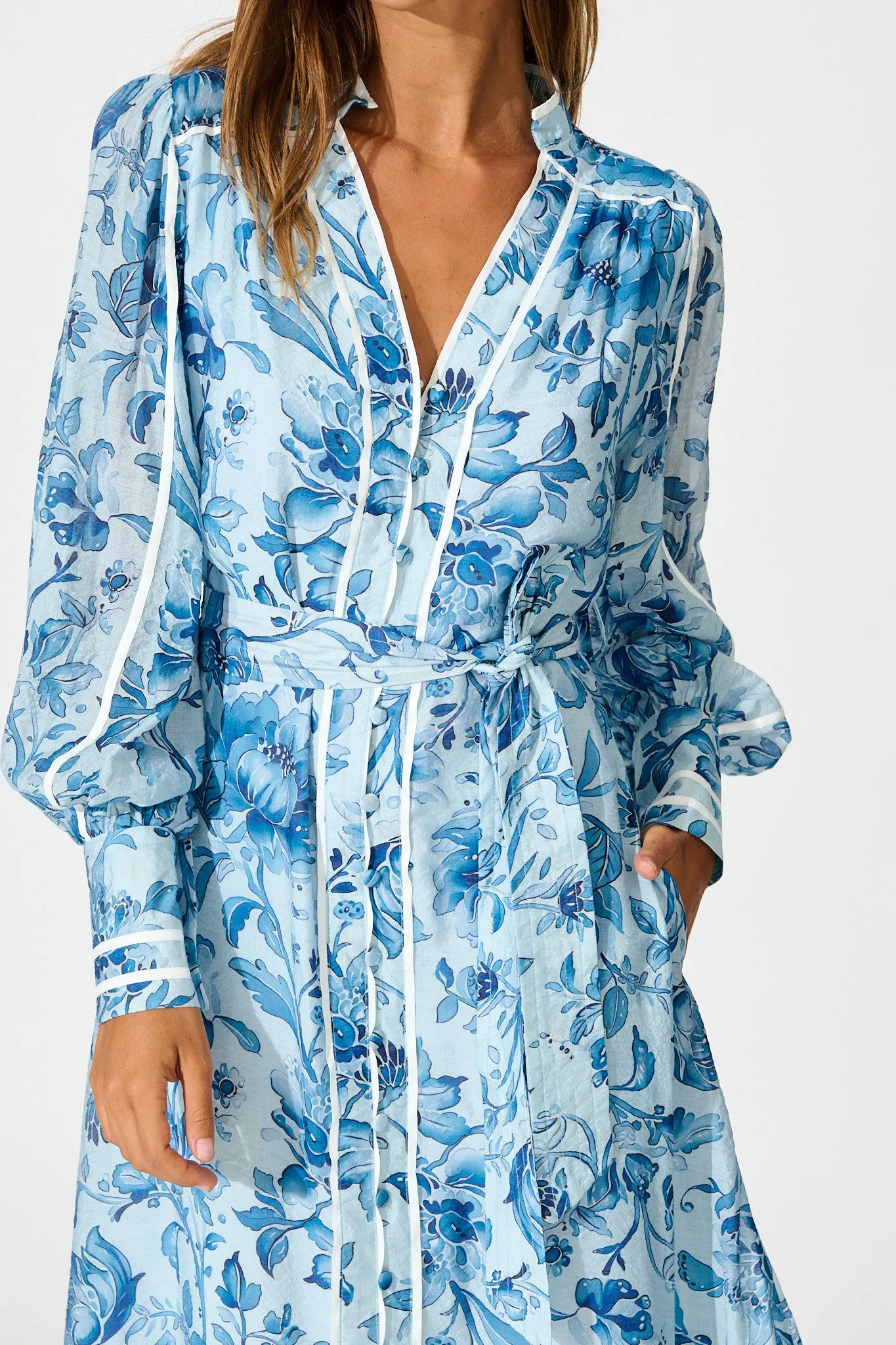 Darlington Midi Dress in Blue Floral sold by St Frock product image thumbnail 5