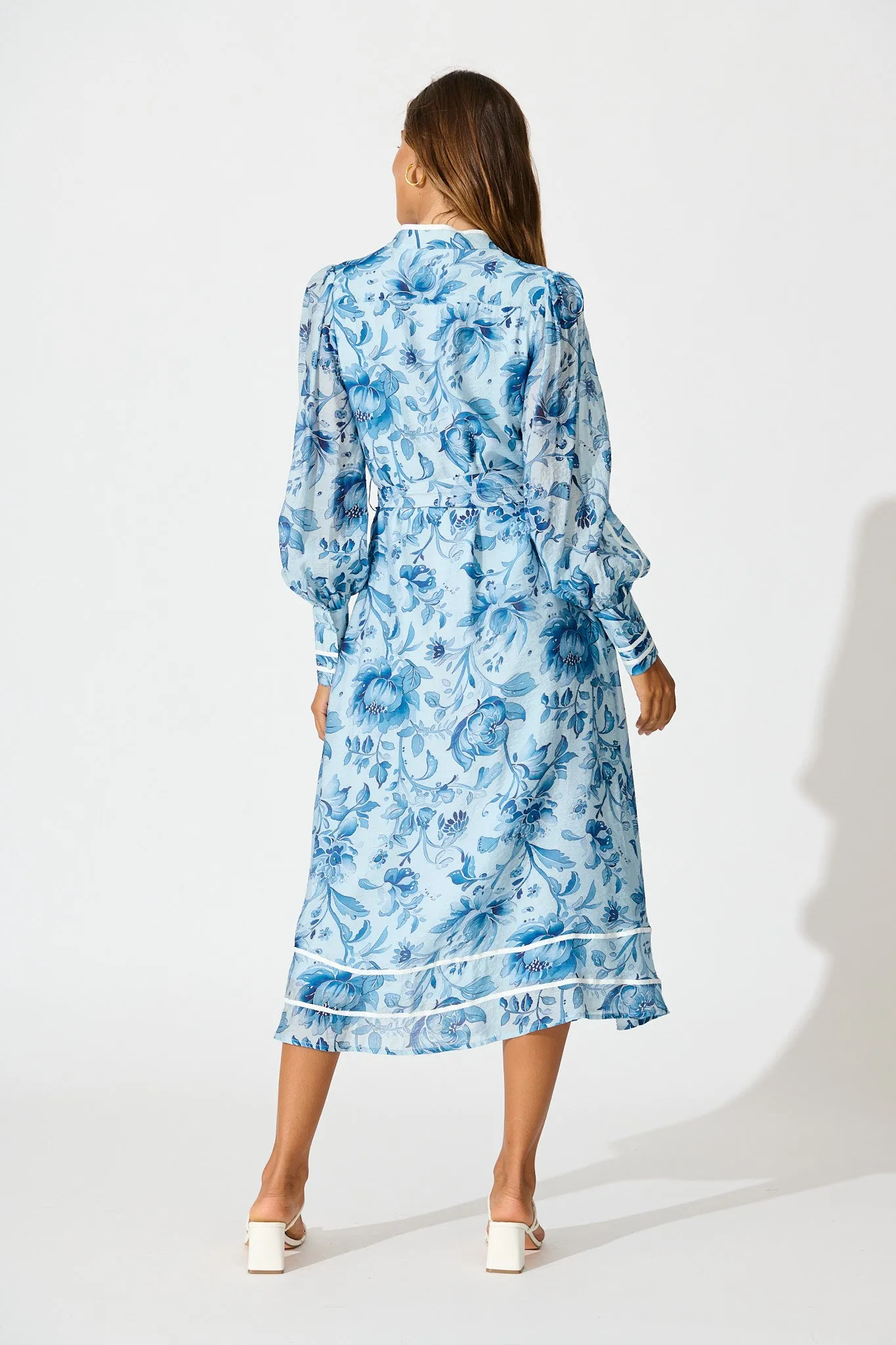 Darlington Midi Dress in Blue Floral sold by St Frock product image thumbnail 4