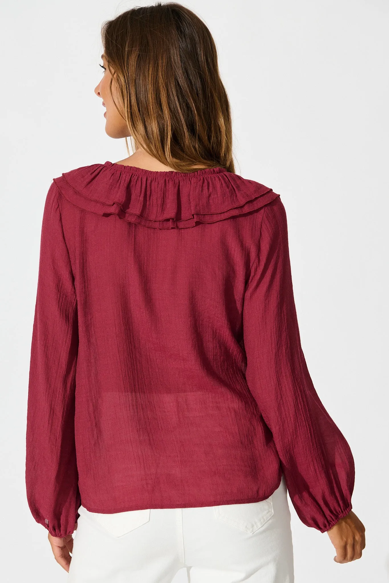 Ariella Top in Wine Cotton Blend sold by St Frock product image thumbnail 3