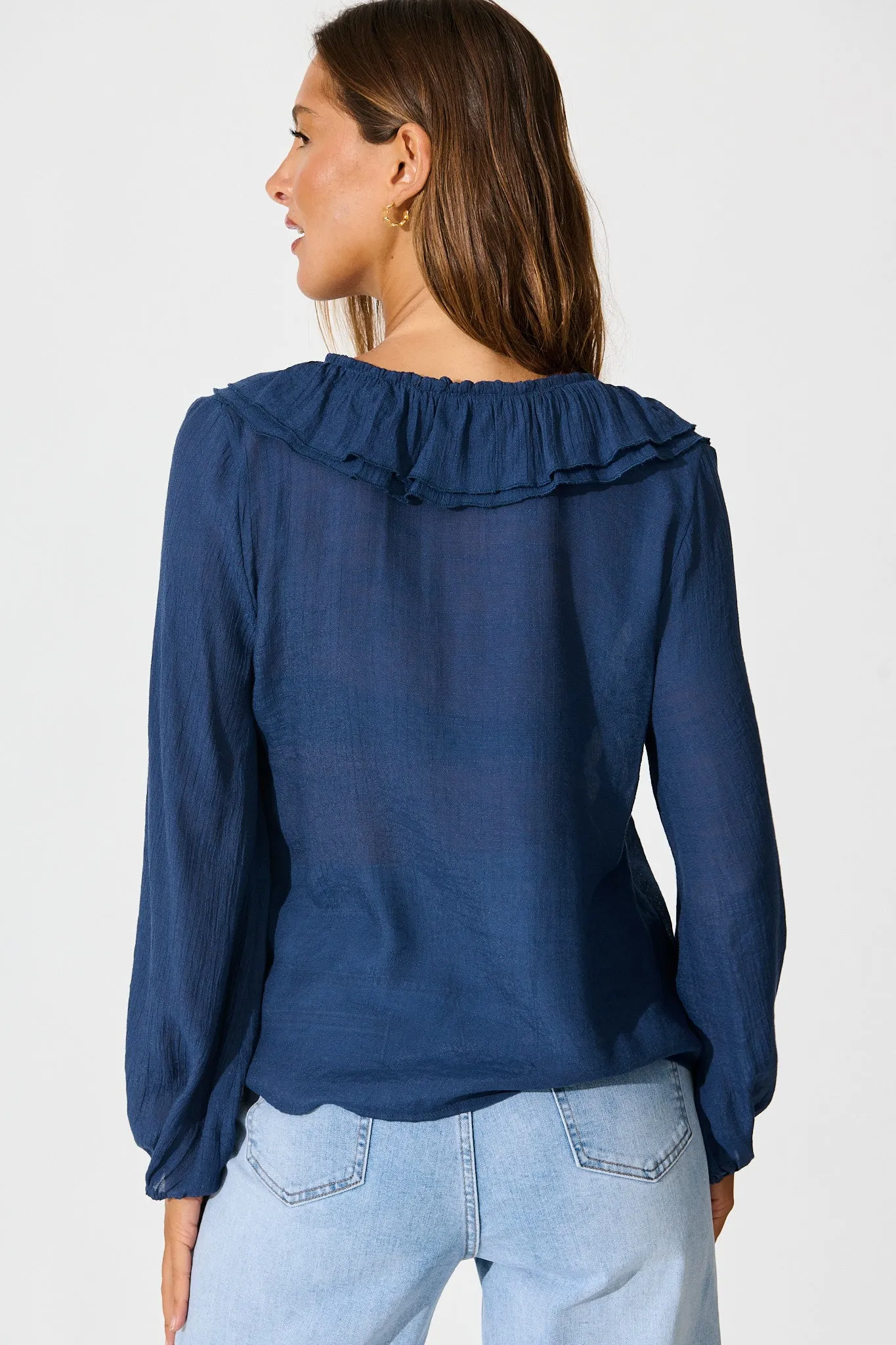 Ariella Top in Navy Cotton Blend sold by St Frock product image thumbnail 3