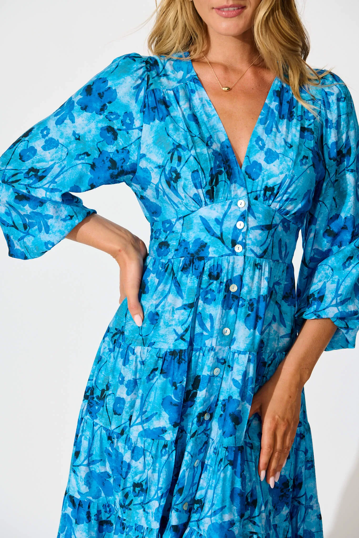 Modical Midi Dress In Blue Multi Print sold by St Frock product image thumbnail 5