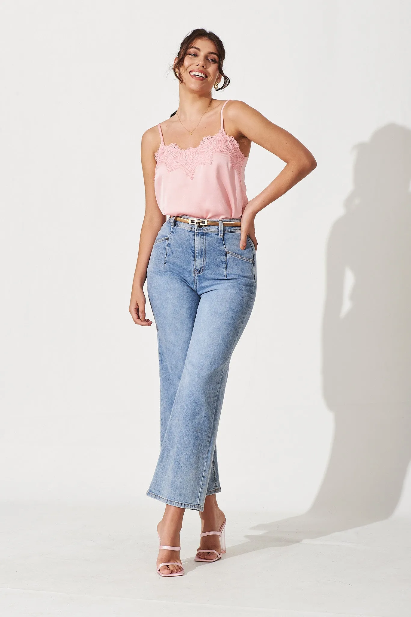 Manthis Cami Top In Blush Pink Satin sold by St Frock product image thumbnail 4