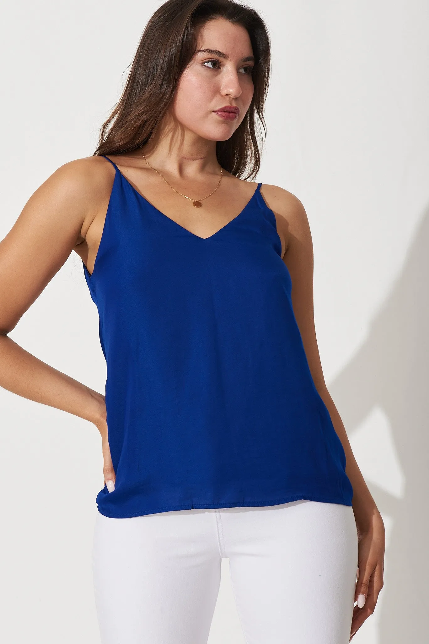 Rowland Cami Top In Cobalt Satin sold by St Frock product image thumbnail 3