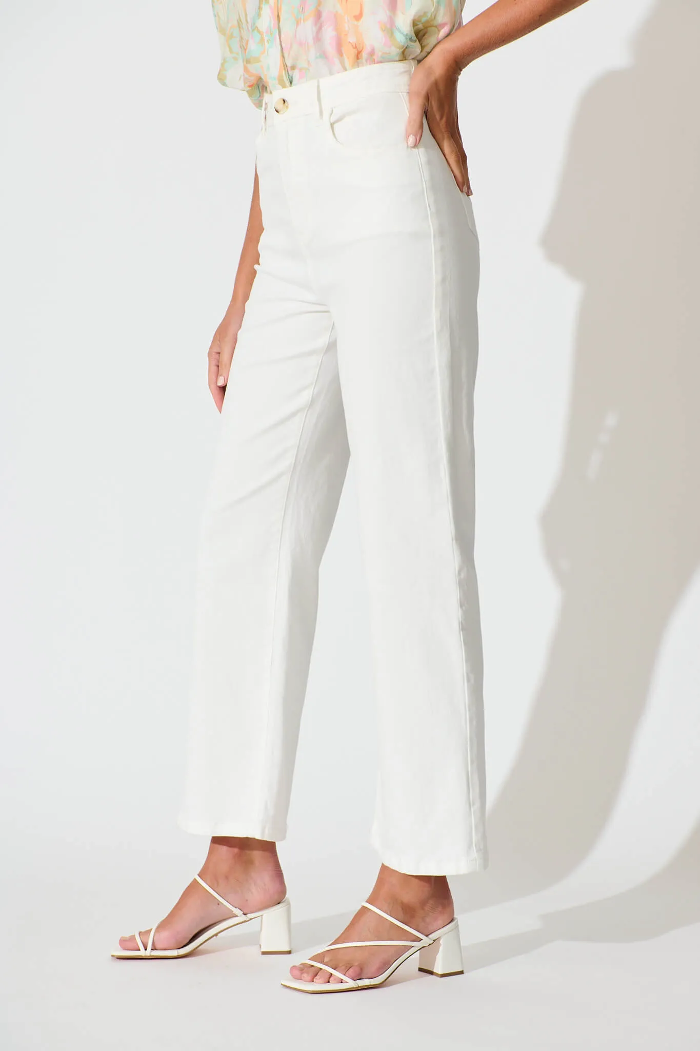 Yoko High Rise Relaxed Leg Jean In White Denim sold by St Frock product image thumbnail 5