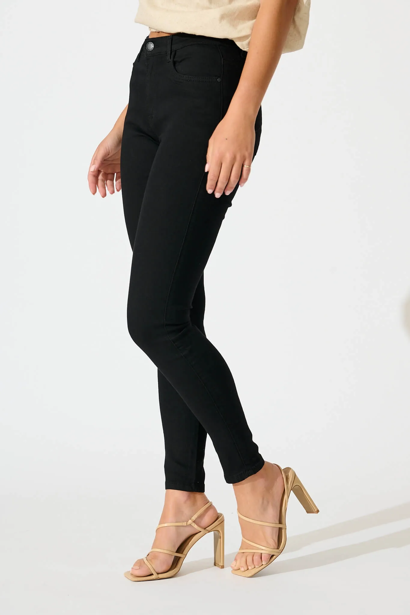Siren High Rise Skinny Jean in Black Denim sold by St Frock product image thumbnail 5