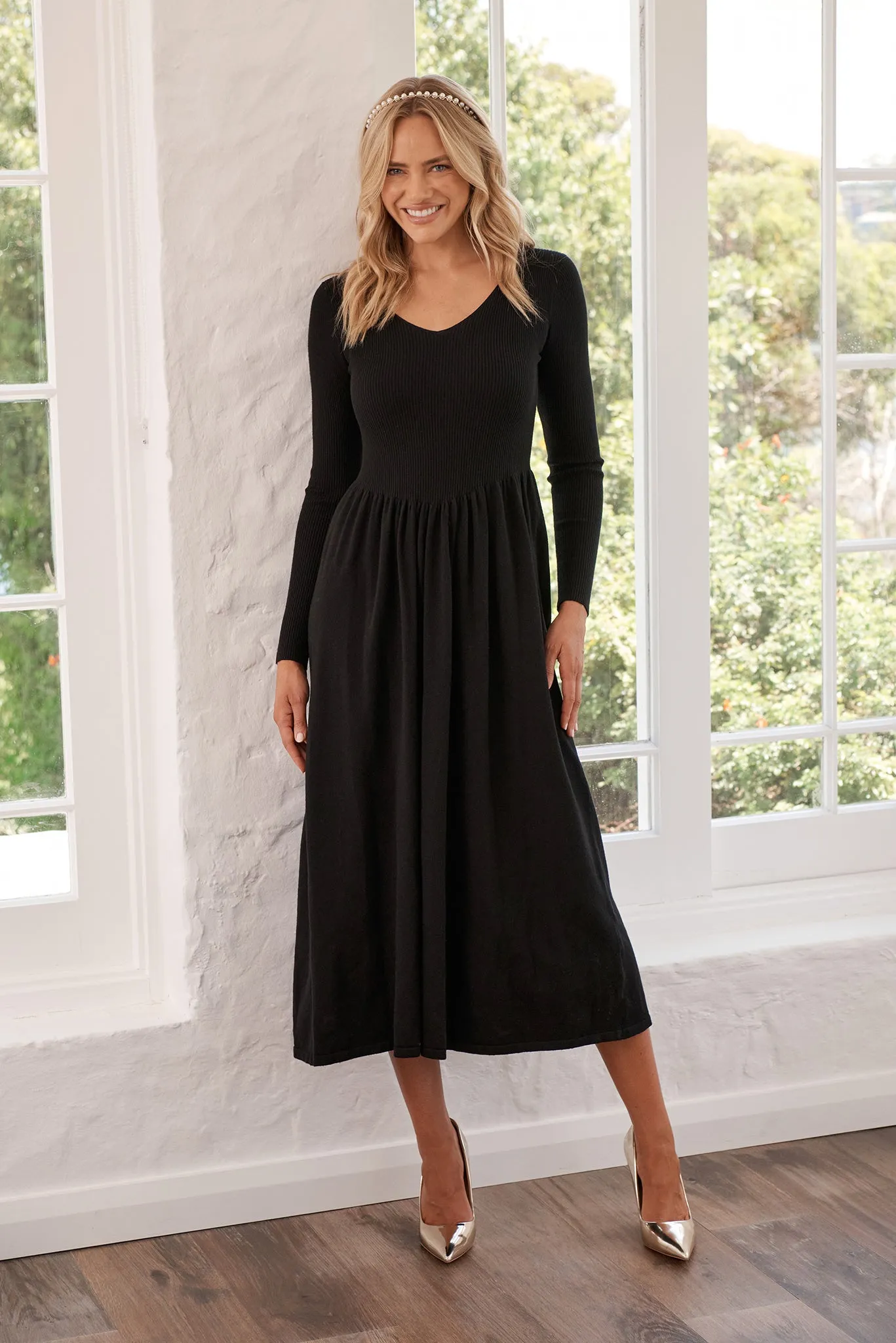Dove Midi Knit Dress in Black sold by St Frock product image thumbnail 5