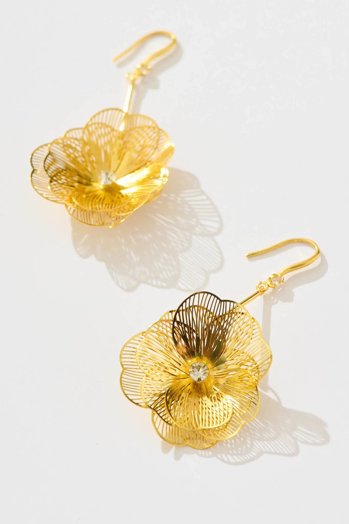Martina Drop Earrings in Gold Flower sold by St Frock