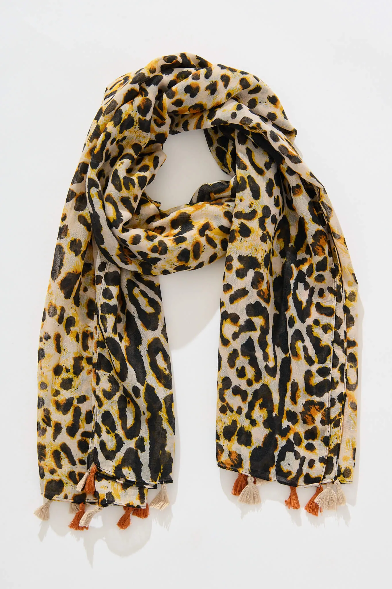 Wild Side Scarf in Leopard with Tassels sold by St Frock product image thumbnail 2