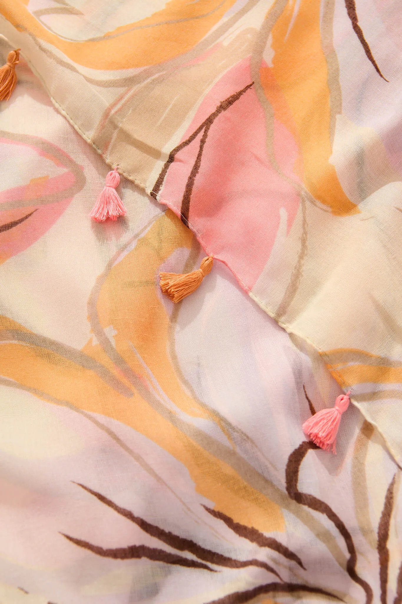 Wild Side Scarf in Pink and Multi with Tassels sold by St Frock product image thumbnail 4