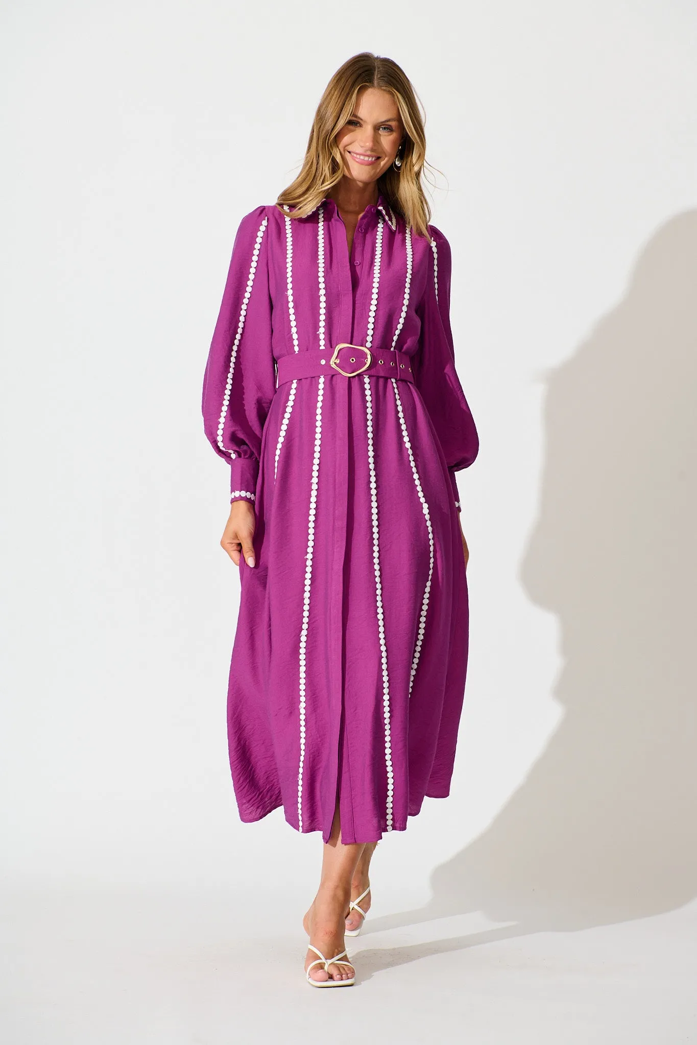 Lovingly Maxi Shirt Dress in Plum sold by St Frock product image thumbnail 2