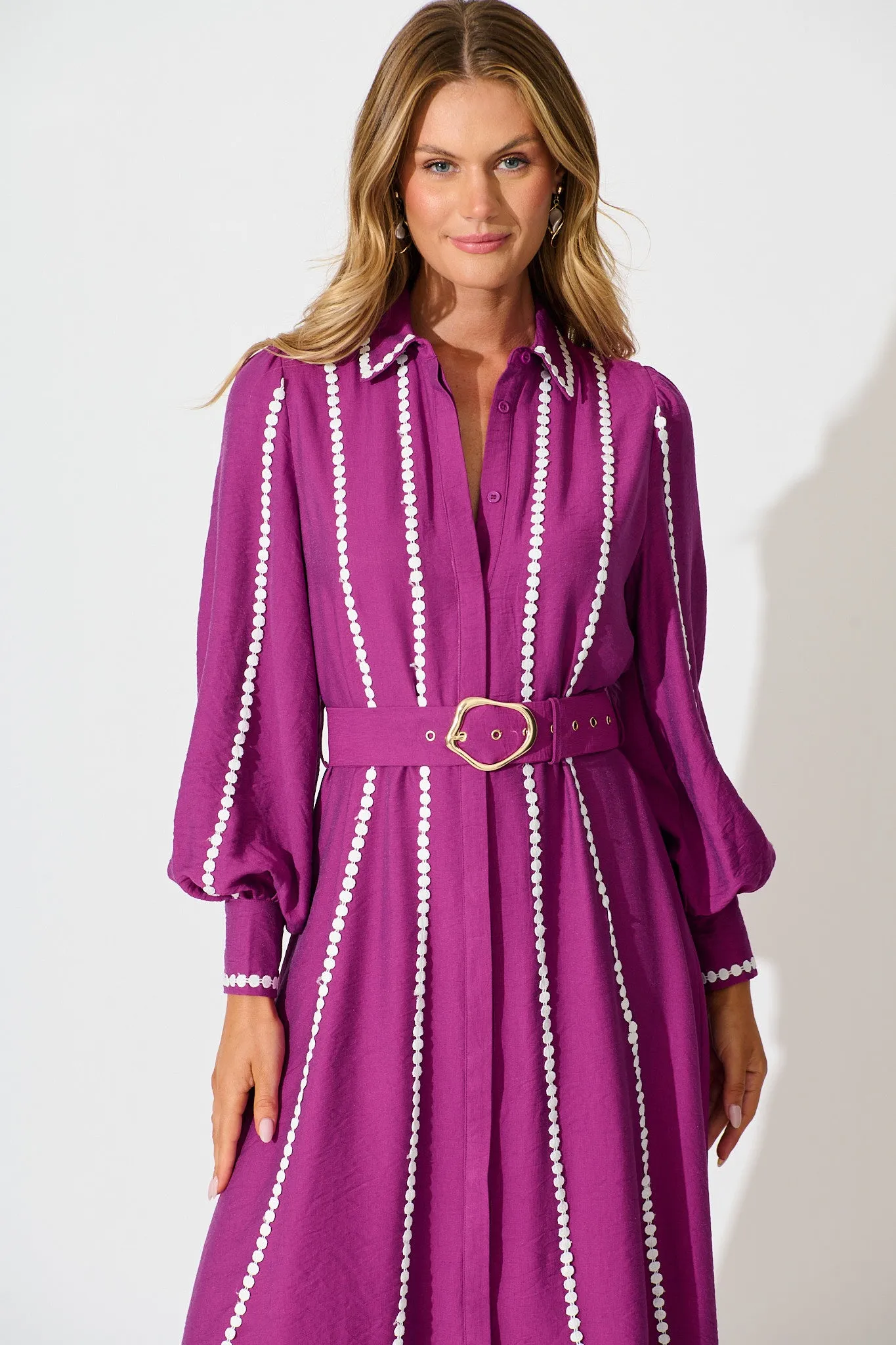 Lovingly Maxi Shirt Dress in Plum sold by St Frock product image thumbnail 5