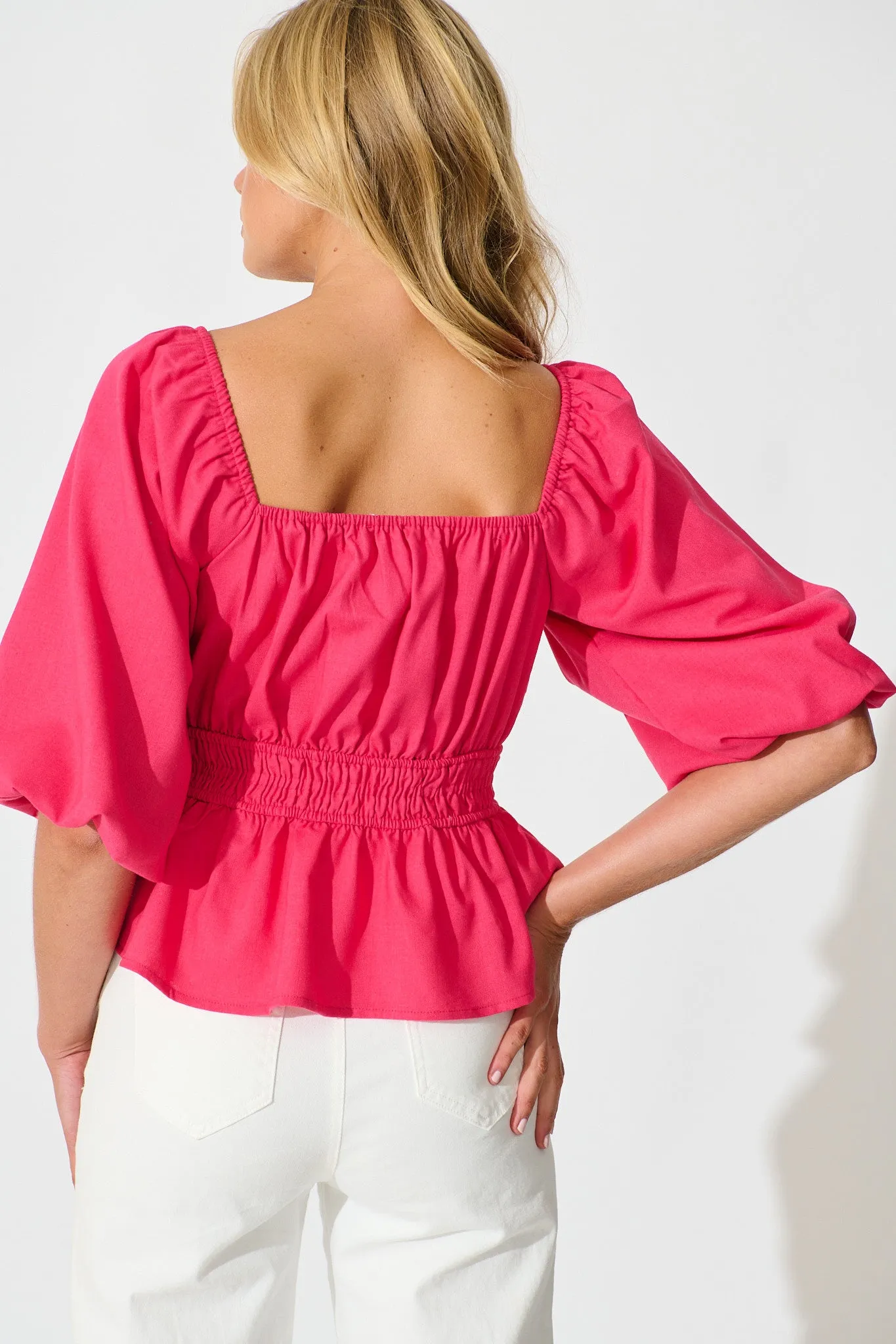 Rosella Top in Pink Linen Blend sold by St Frock product image thumbnail 3