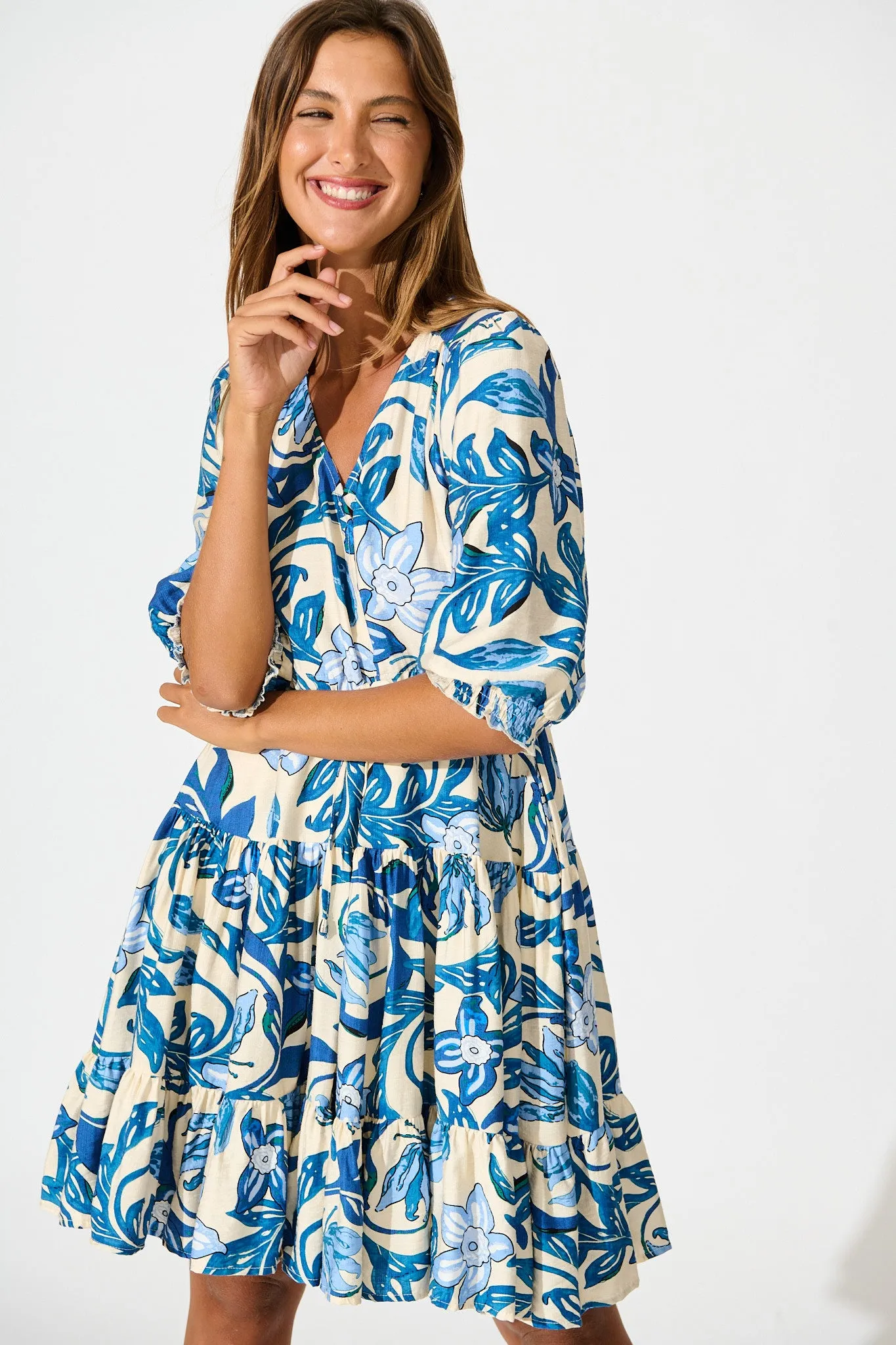 Medley Dress in Blue Floral Print sold by St Frock product image thumbnail 2